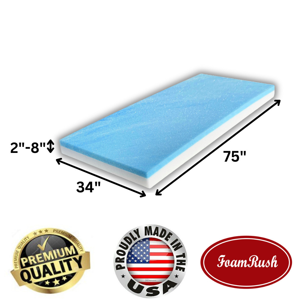 FoamRush Bunk (34″ x 75″) Cooling Gel Memory Foam RV Mattress Medium Firm USA