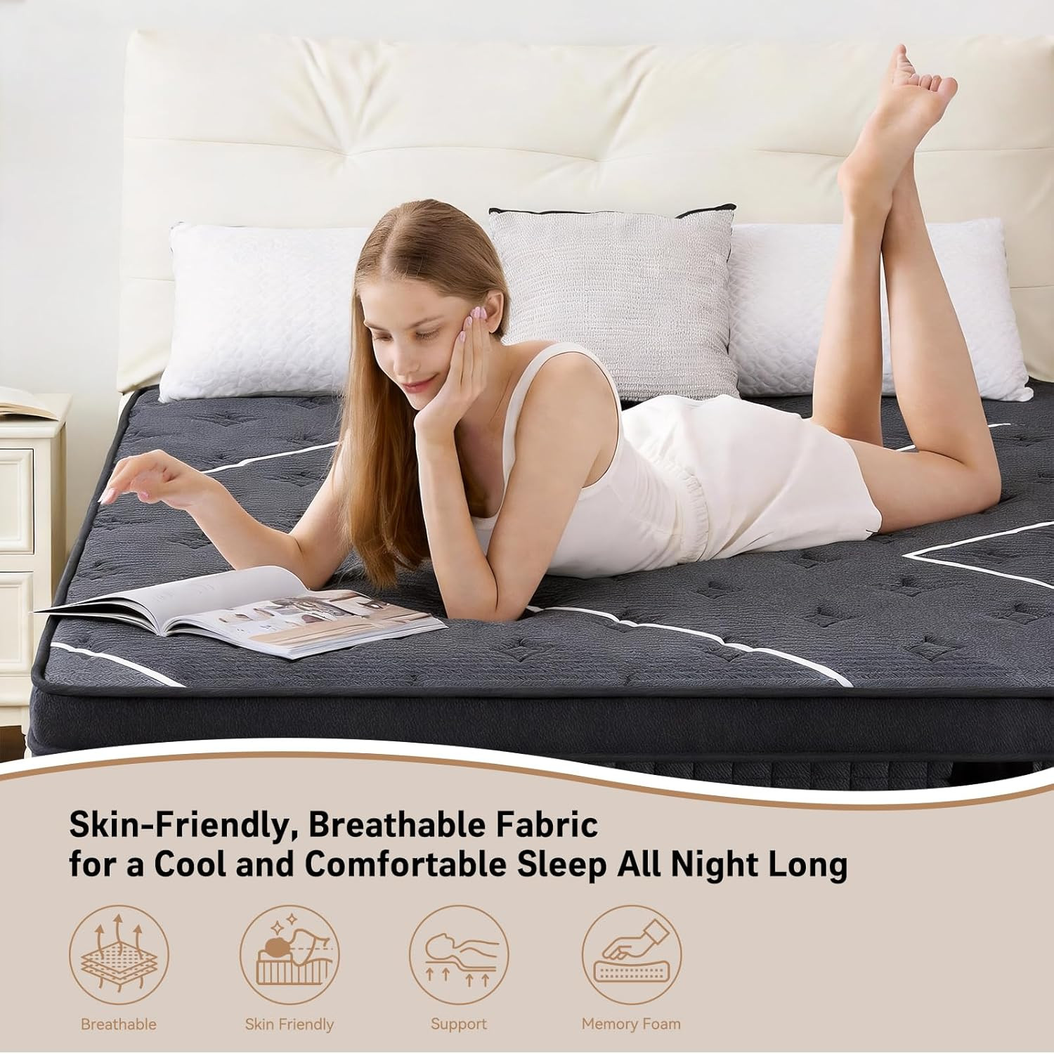 Full Size 12″ Hybrid Mattress Memory Foam Pocket Spring Medium Firm