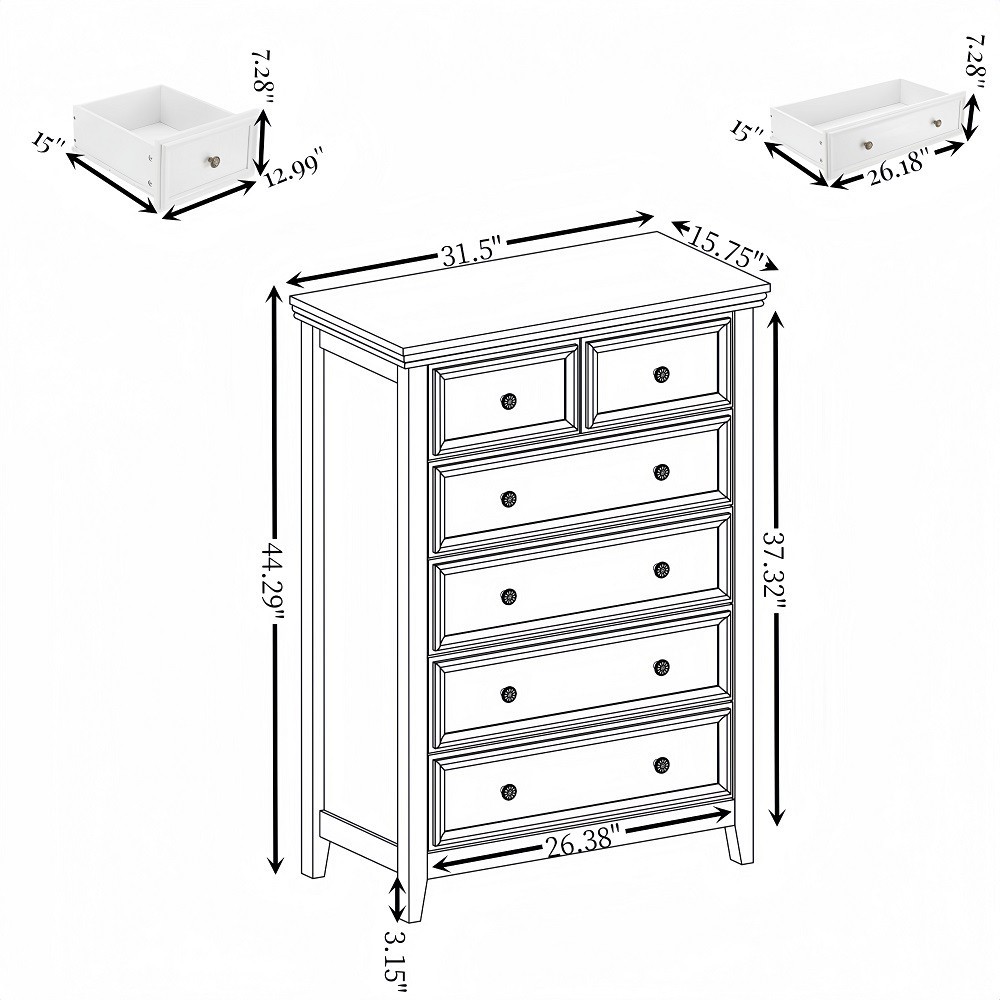 Modern 6 Drawers Dresser 6 Drawers Cabinet,Chest Drawers Closet Organizers