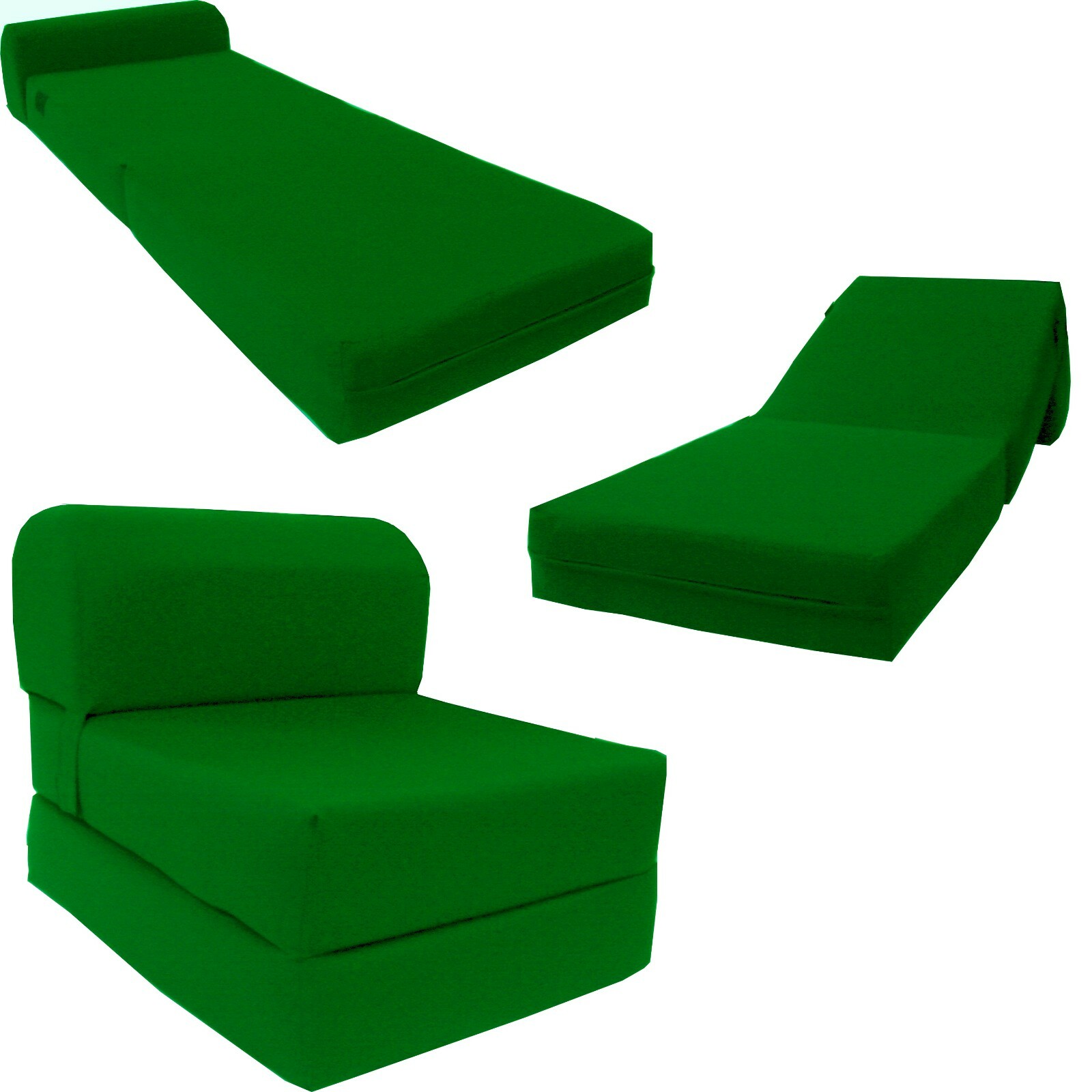 Sleeper Chair Folding Foam Beds, Flip Chair Mattresses, Kelly Green 6 x 24 x 70
