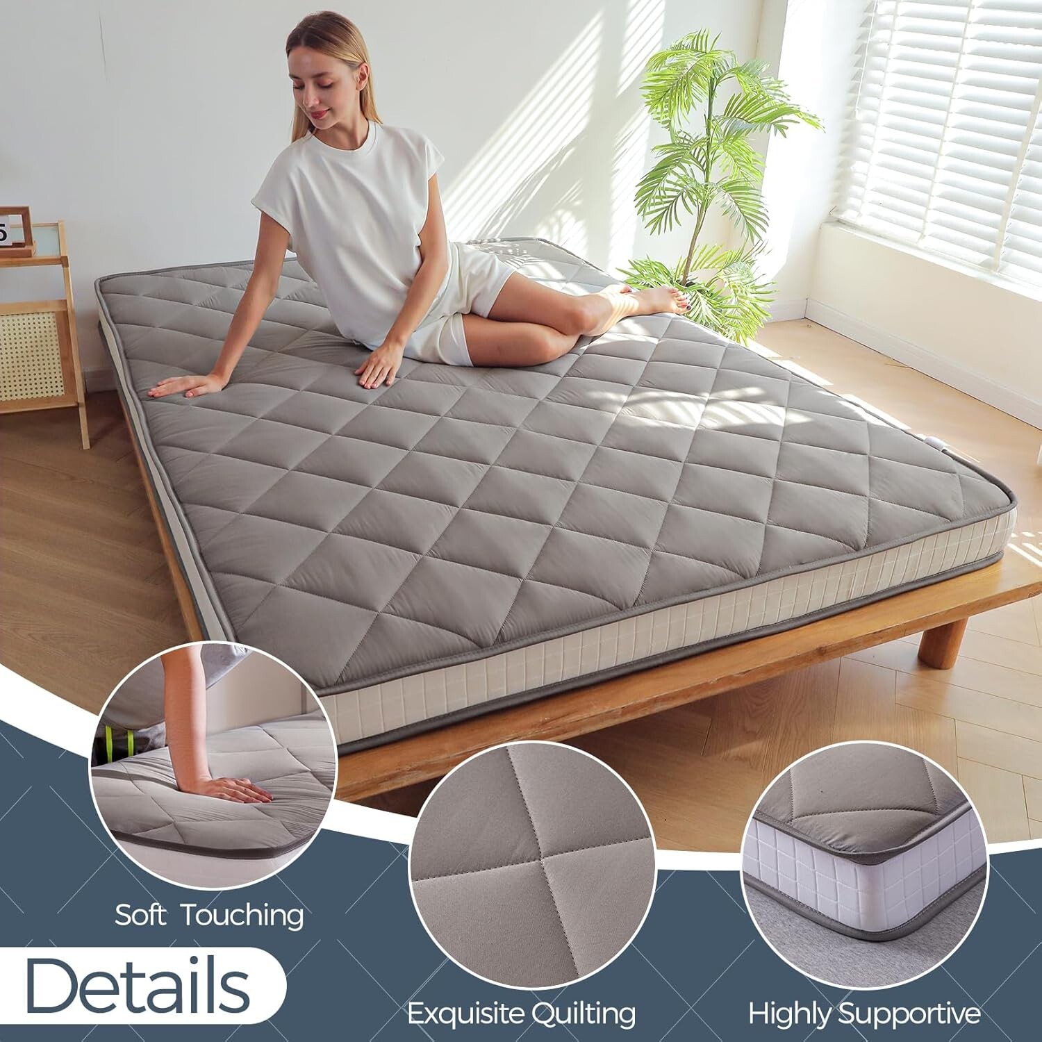MAXYOYO 6″ Extra Thick Futon Floor Mattress, Queen Size Diamond Pattern Tatam…