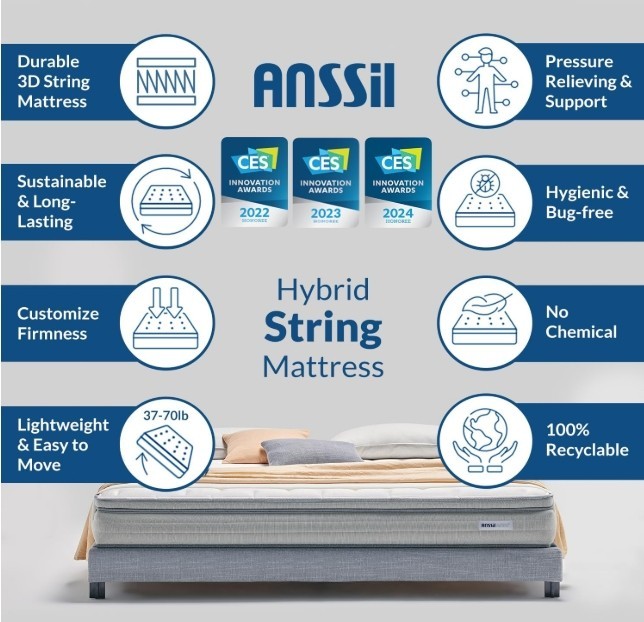 String Mattress Queen Size – Extra Firm Mattress with No Spring and 3D String Te