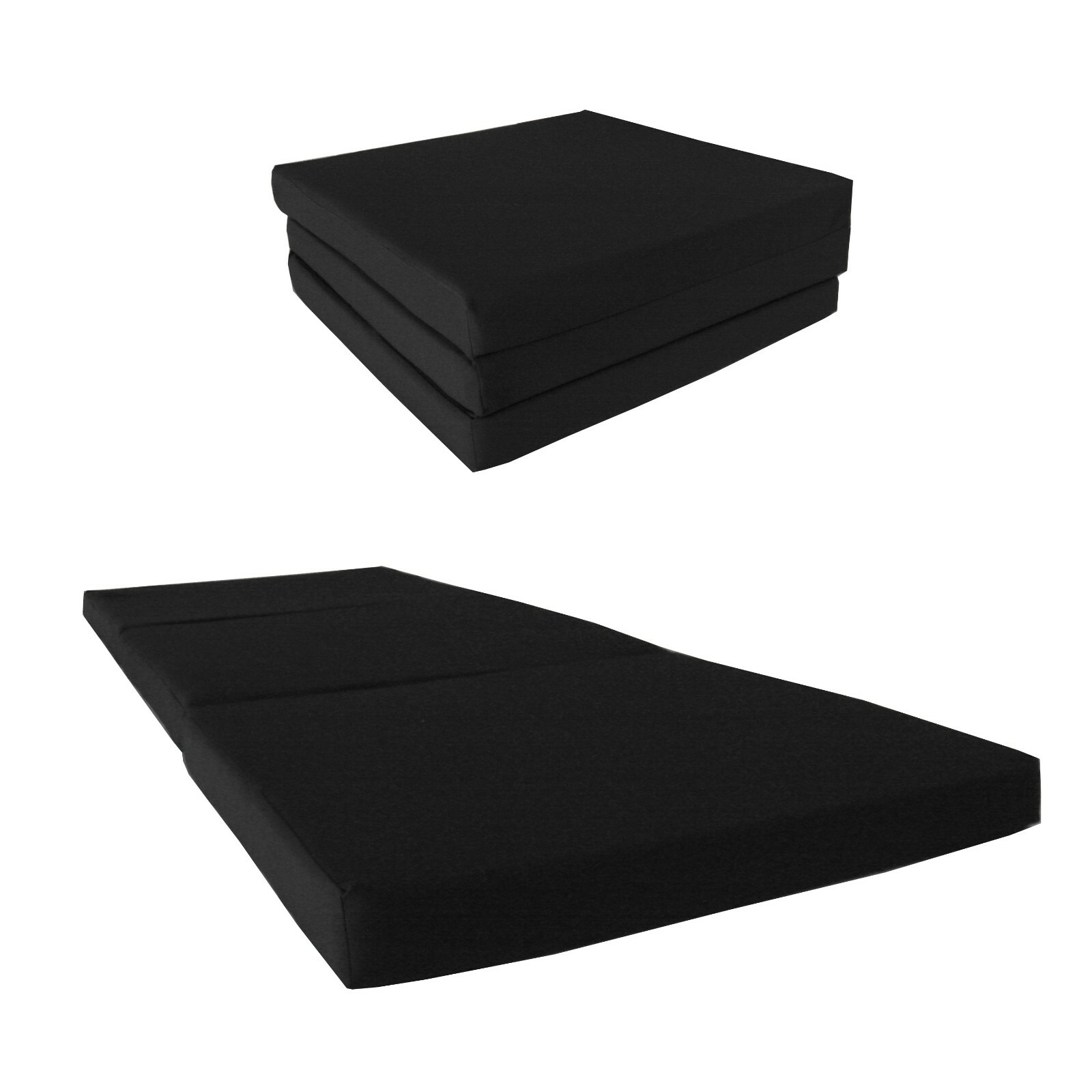 Shikibuton Trifold Foam Beds, High Density Folding Mats 3Tx27Wx75L, Black