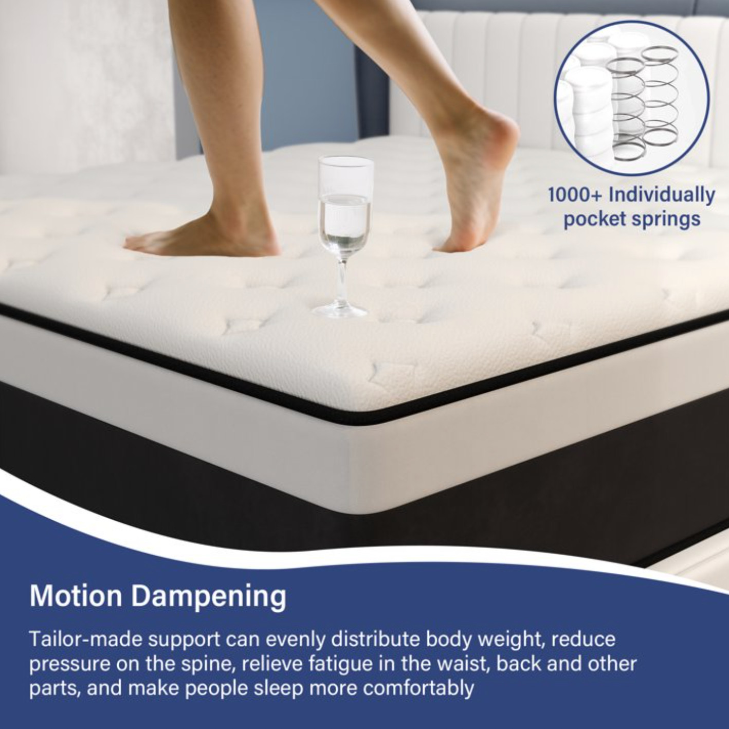 Colchón Queen 14” Gel Memory Foam Híbrido Medium Firm Hybrid Mattress Euro Top