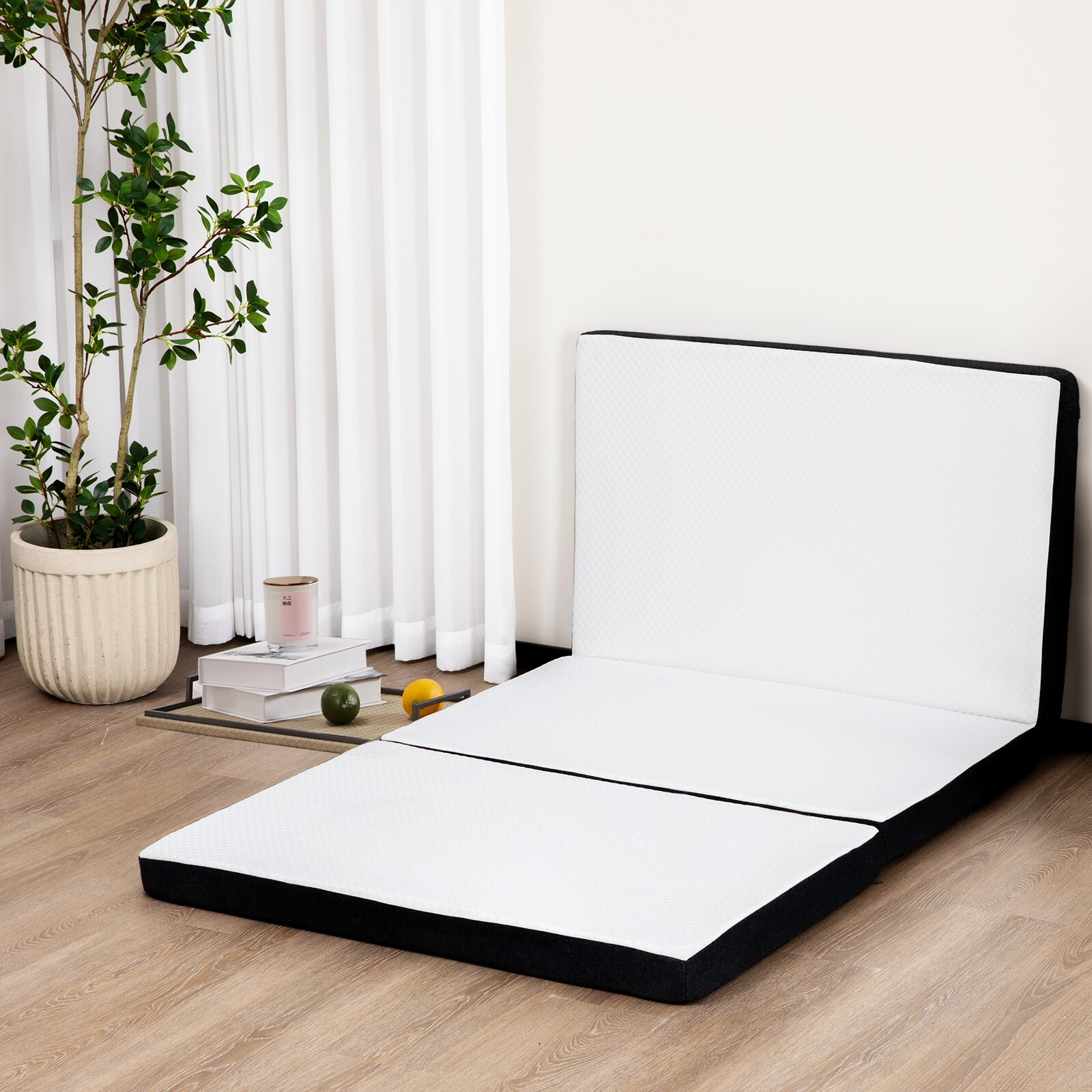 Tri-fold Memory Foam Mattress, Portable Floor Bed, Foldable Mat for Bedroom