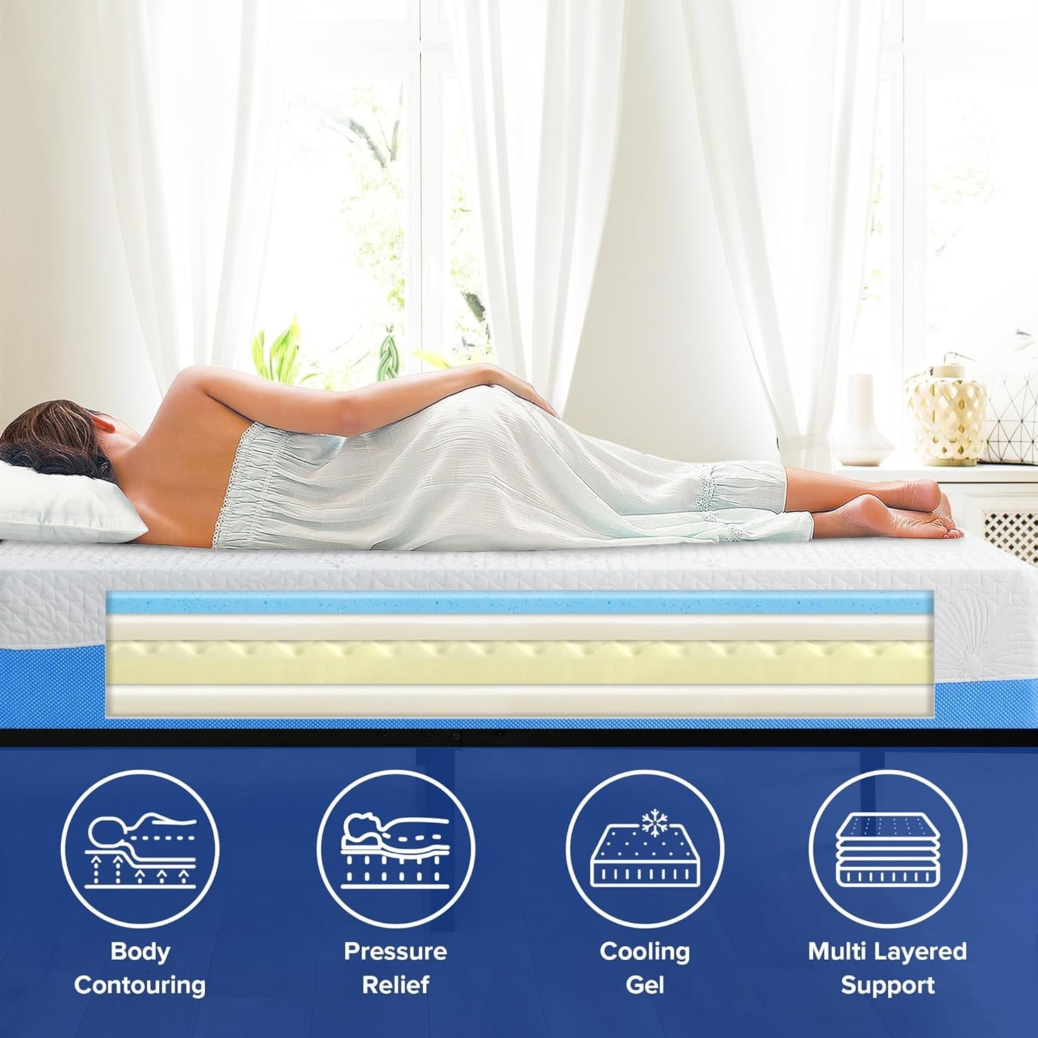 Olee Sleep Twin Mattress, 10 Inch Gel Memory Foam Mattress #2258T R9