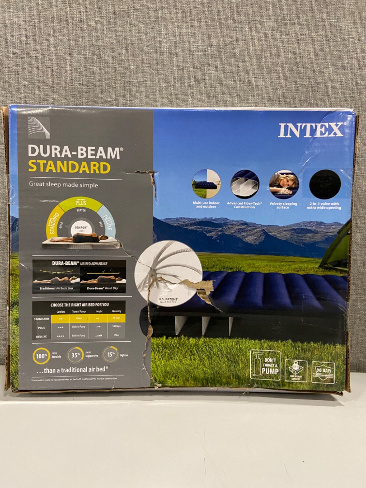 Intex 64778E Dura-Beam Standard Series Prestige Downy Airbed with Battery Pump