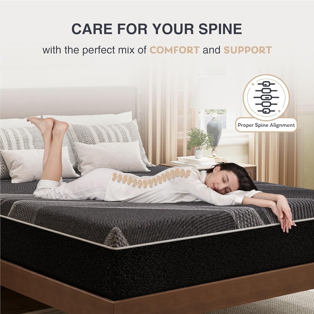 Queen Size Mattress, 10 Inch Gel Memory Foam, Cooling & Back Pain Relief, Certip