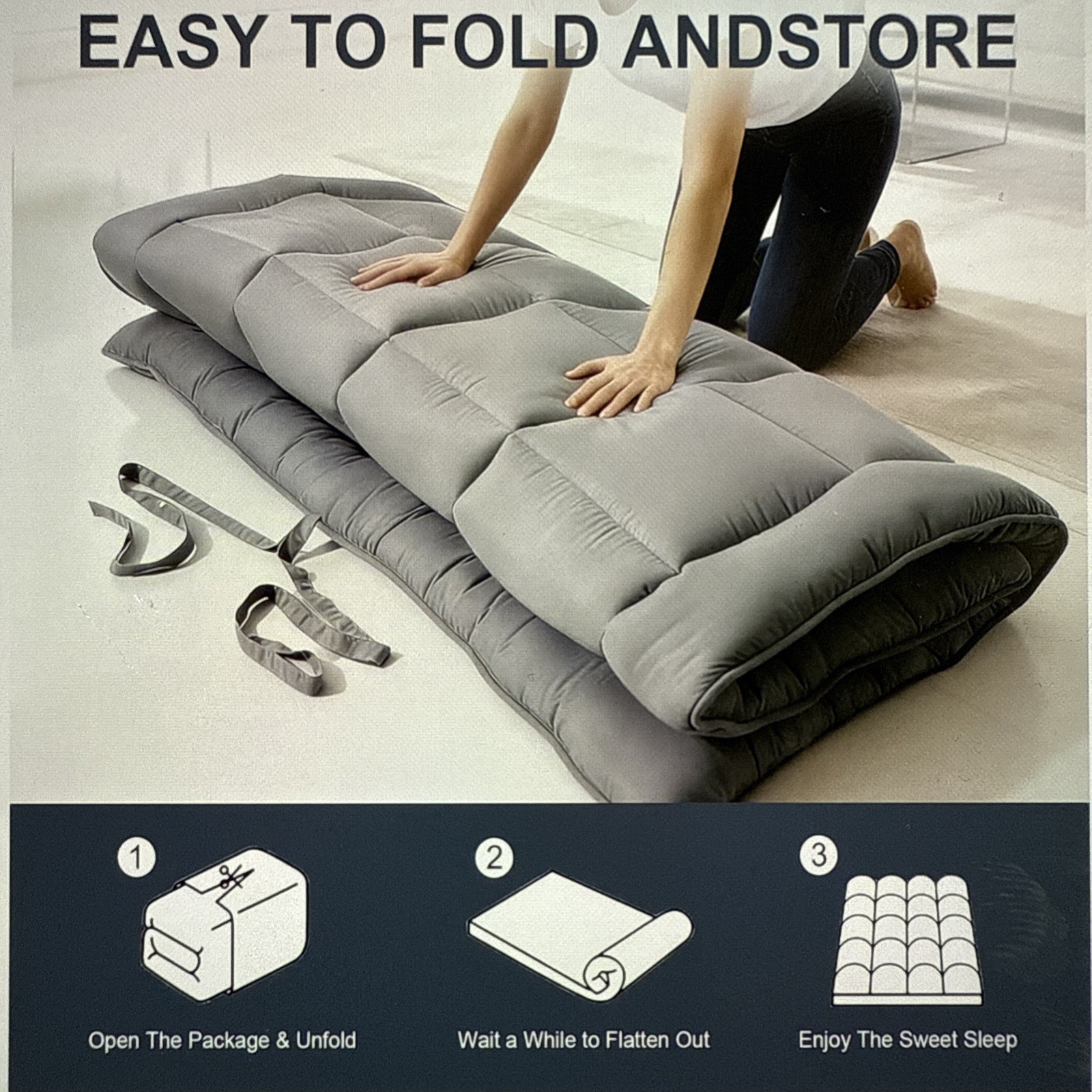 ALPSWAN Japanese Floor Mattress Futon, Full, Thick 5-Layer Roll Up/Foldable