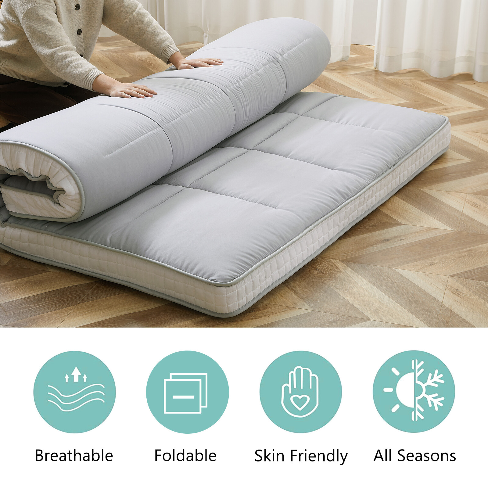 SLSY Japanese Futon Mattress Foldable Roll Up Mat Boys Girls Dormitory Pad Kids