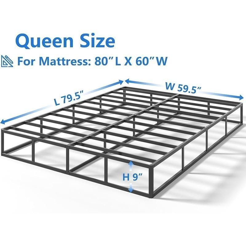 Queen Box Spring 9 In High Heavy Duty Metal Easy Assembly Noise Free Non Slip