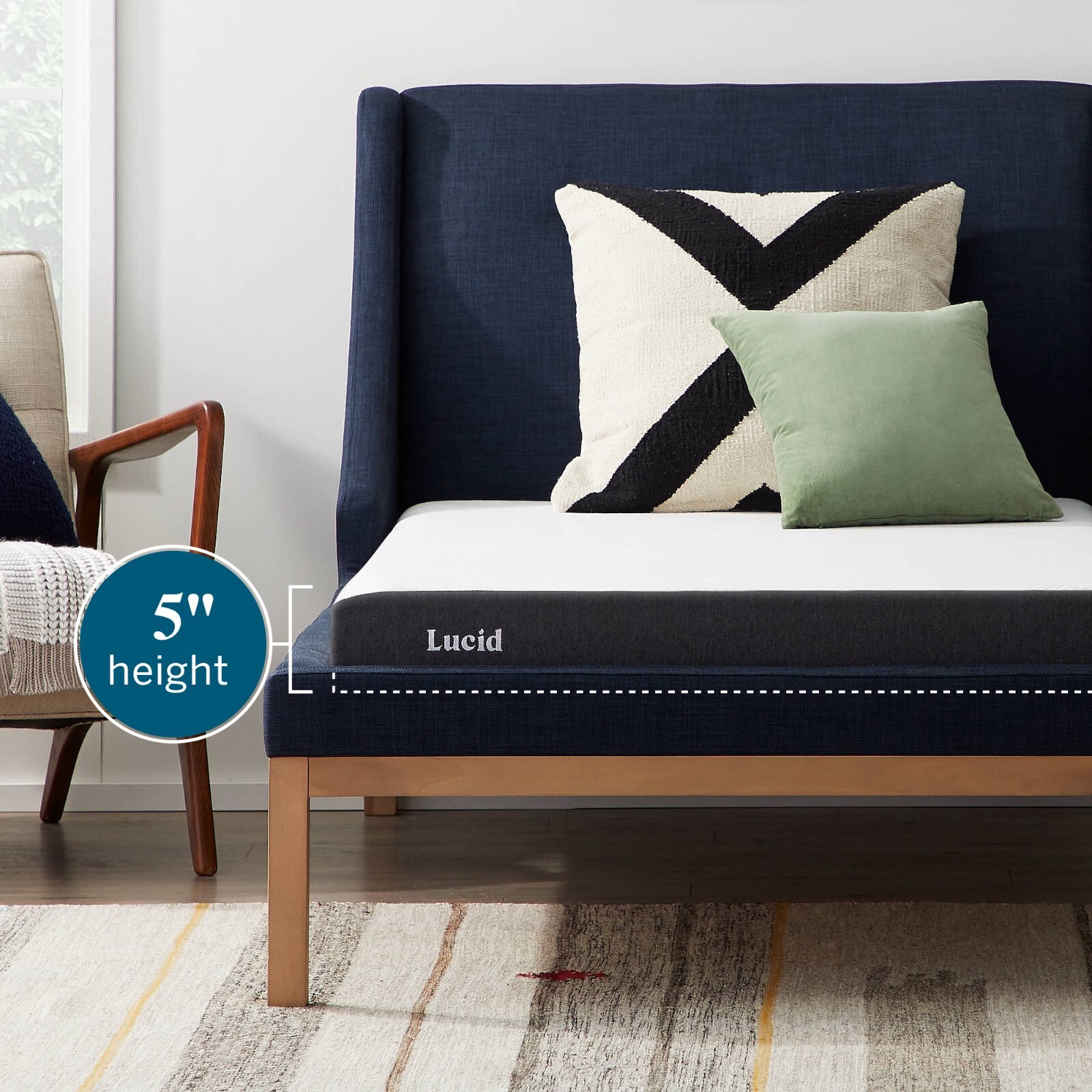 Lucid 5 Inch Firm Gel Memory Foam Mattress – Bamboo Charcoal Infused