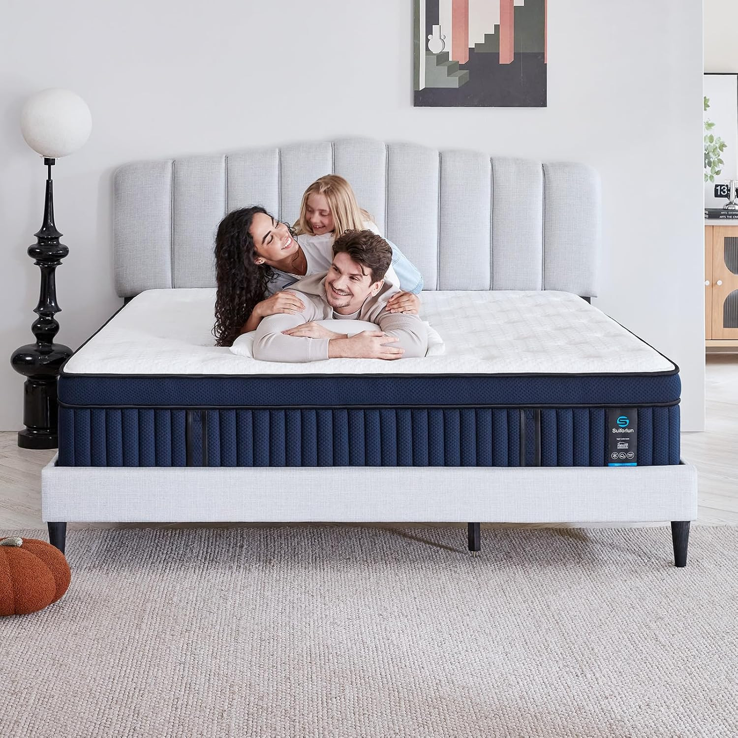 14″ Cal King Mattress, Ice Silk Cover, Euro Top Gel Foam & Pocketed Coils