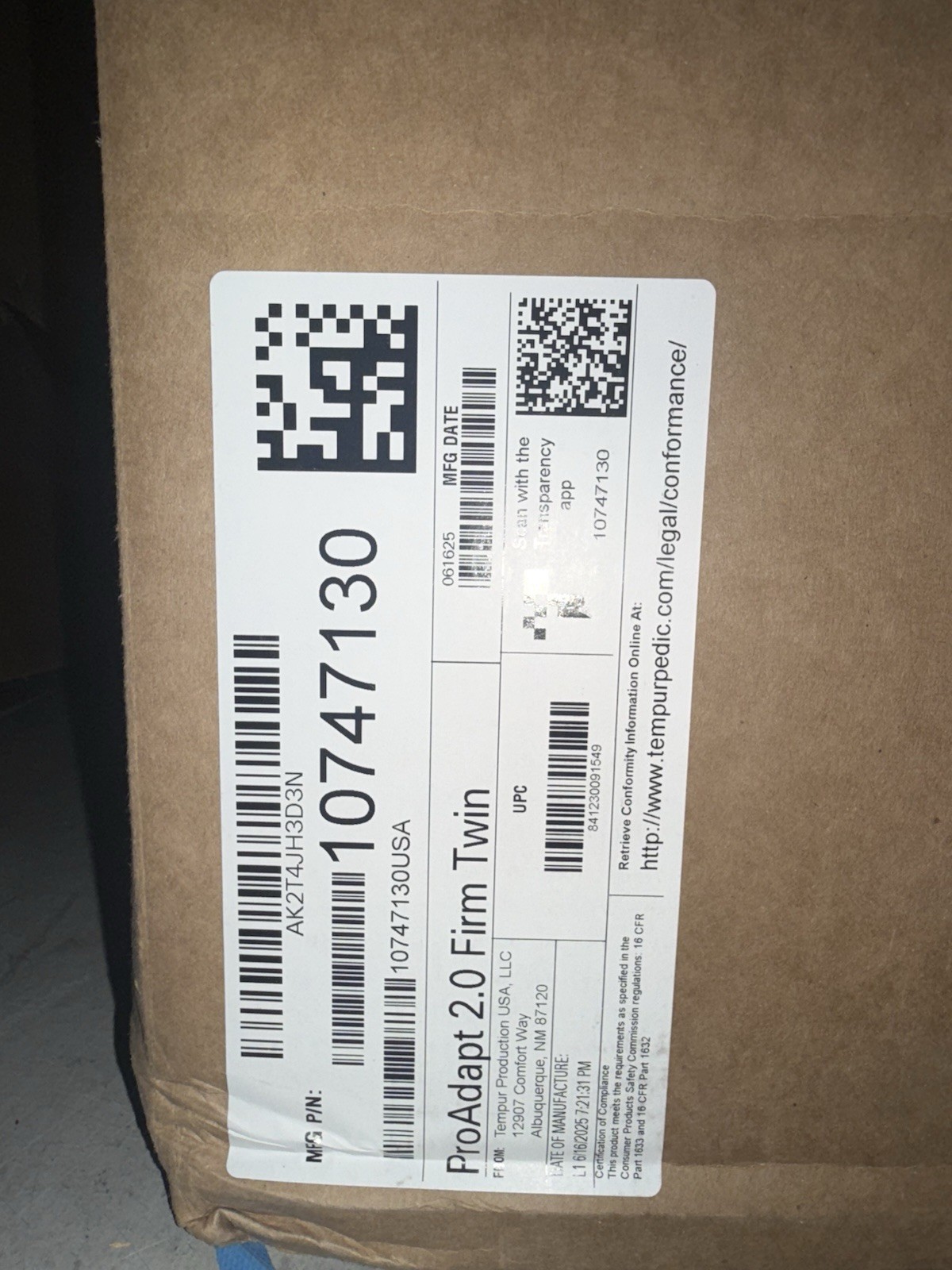 TempurPedic PRO ADAPT FIRM 2.0 TWIN MATTRESS NEW CLEARANCE FAST SHIPPING
