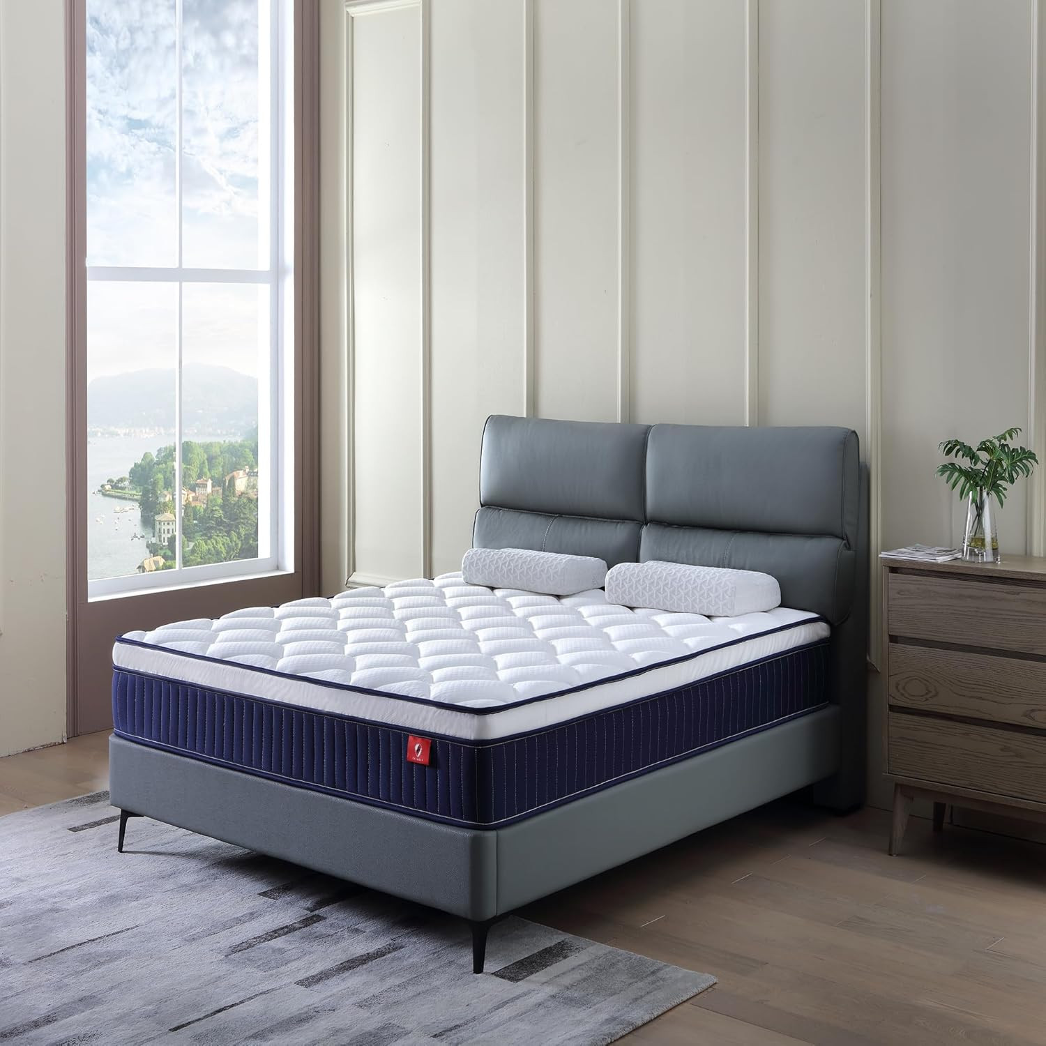 10Inch Memory Foam Mattress,Queen Size Medium Firm Hybrid Mattress,Fiberglass Fr