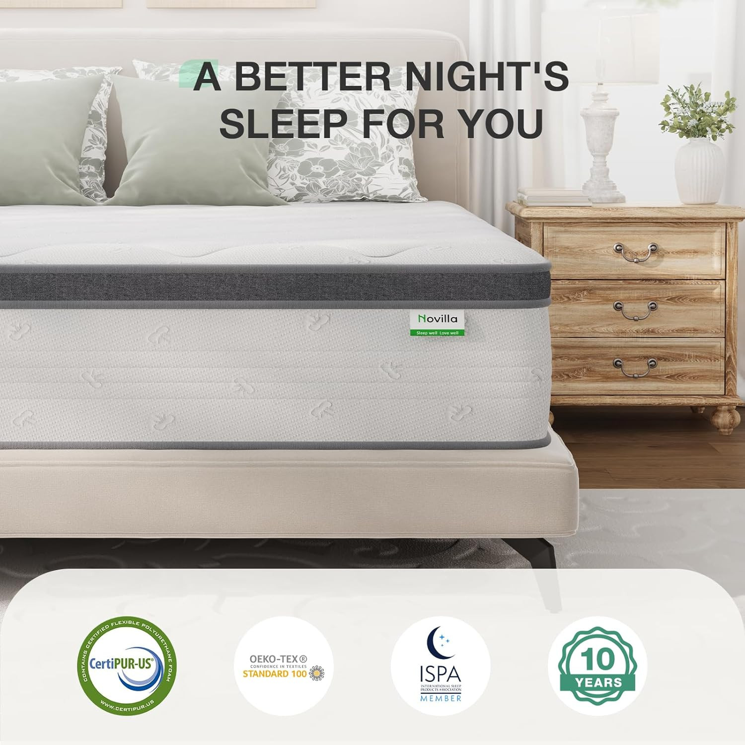 Queen Mattress 14 Inch, Queen Size Hybrid Mattress in a Box, Foam Pillowtop Matt