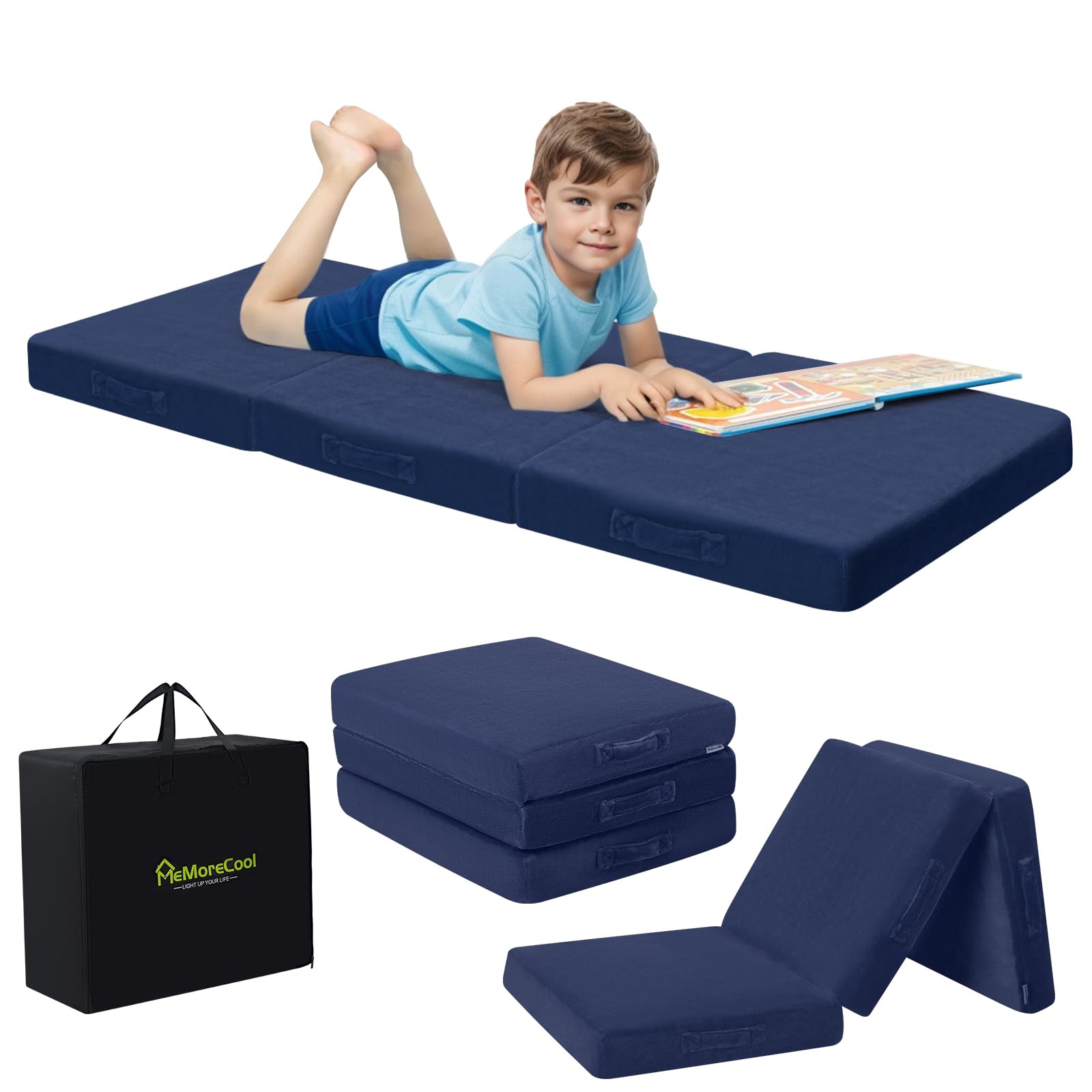 MeMoreCool Foldable Floor Mattress for Kids, Trifold Nap Mat for Toddlers, Po…