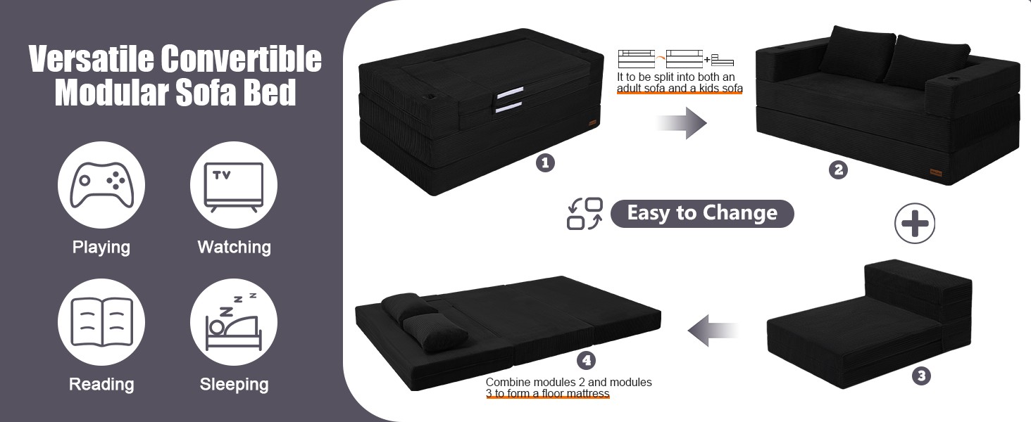 Bla Futon Couch Convertible Sofa Bed Queen, Folding Floor