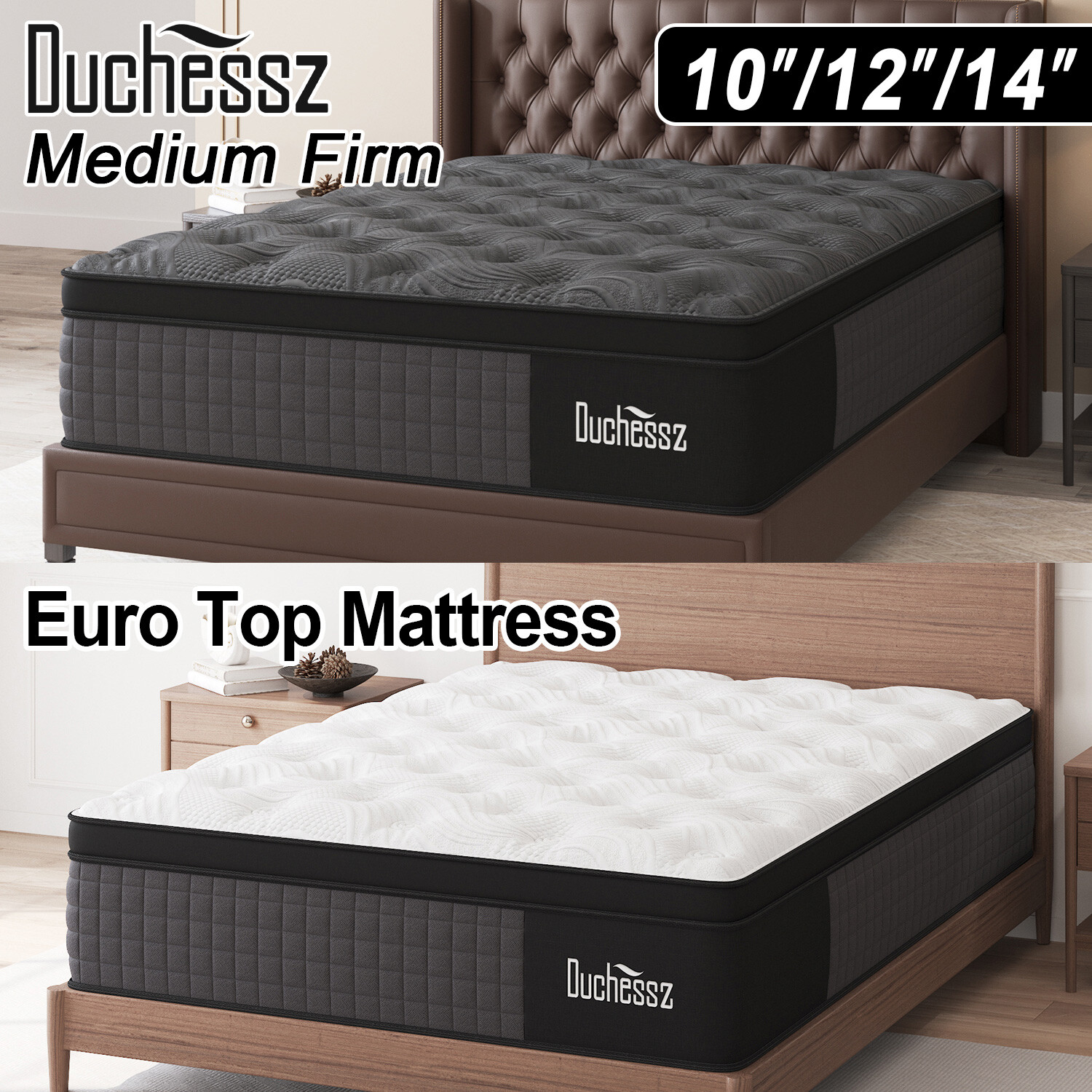 12″14″ Twin Full Queen King Size Mattress in a Box Hybrid Spring Memory Foam