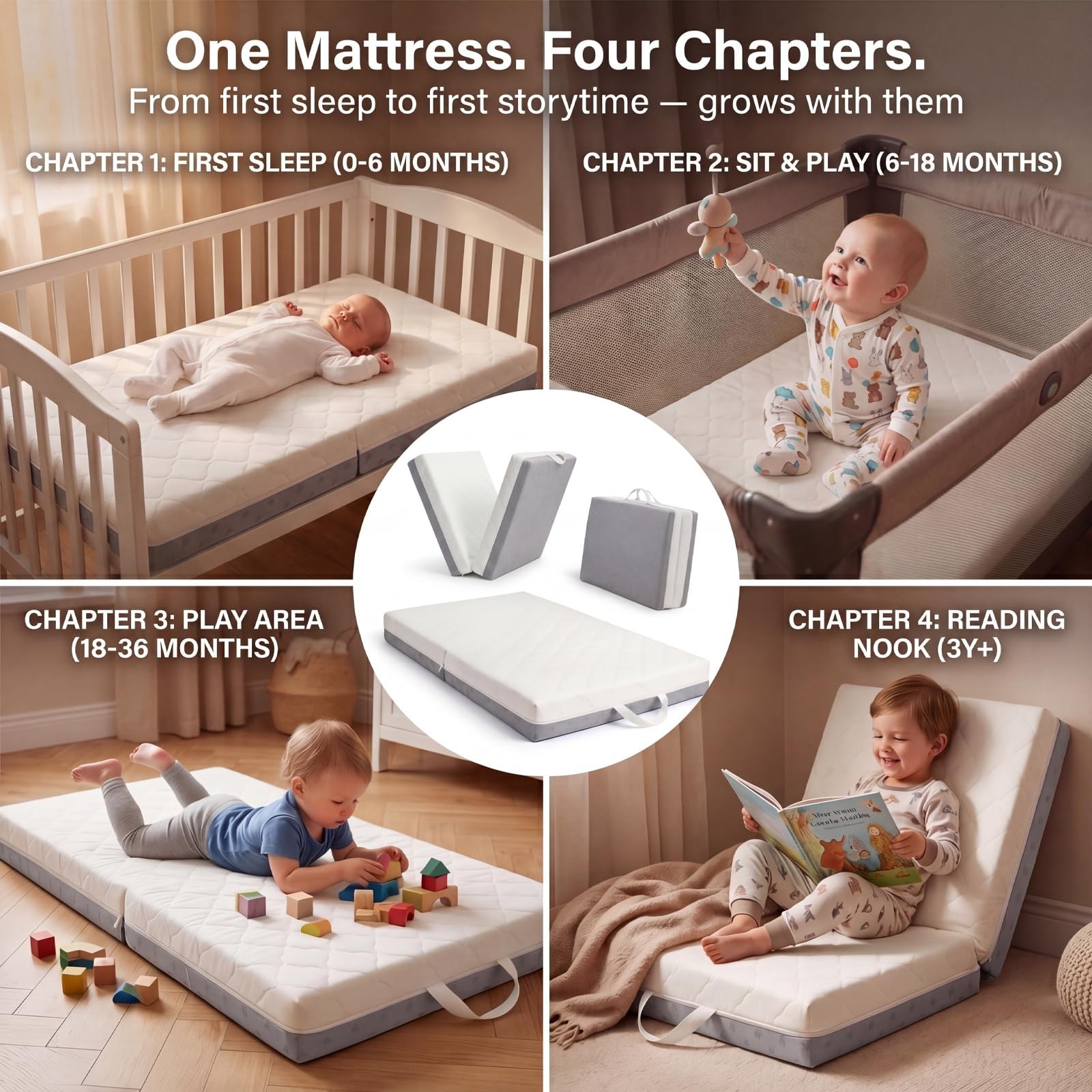 3-Inch Thick Memory Foam Pack and Play Mattress, Portable Baby Playpen Bed, Wash