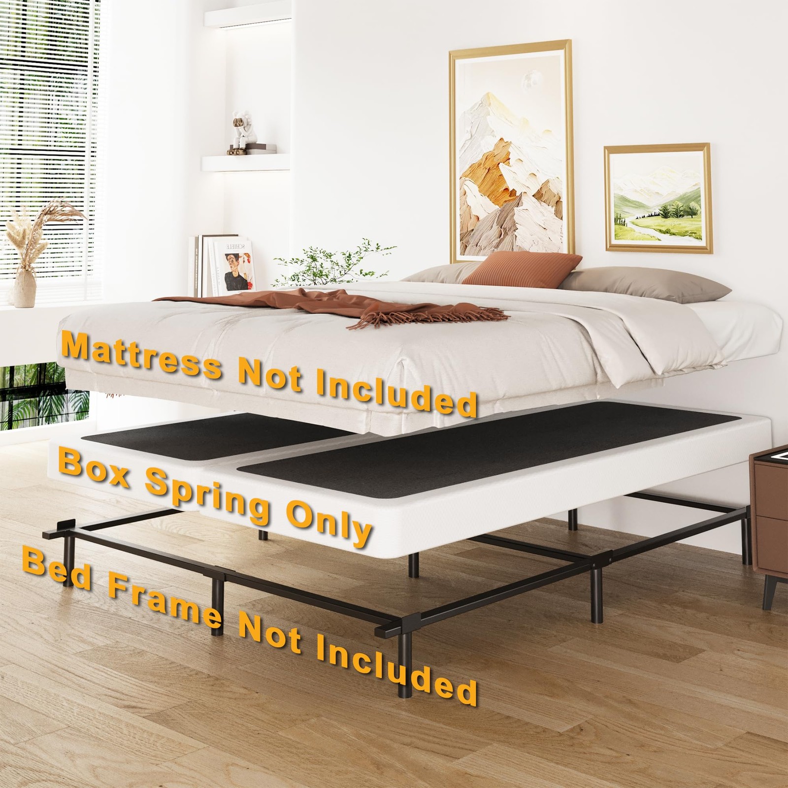 4 Inch Split California King Box Spring, Heavy Duty Metal Cal King Box Spring Ma