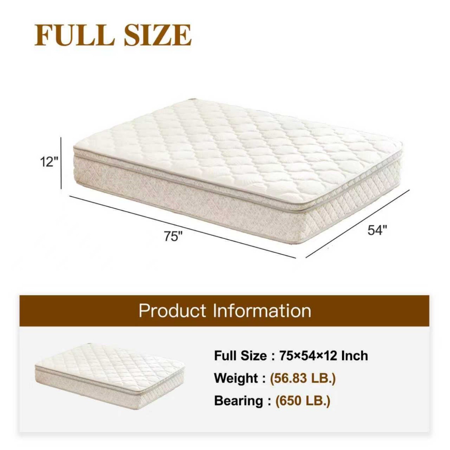 12” Twin/Full/Queen/King Size Mattress with Hybrid Pocket Spring & Memory Foam