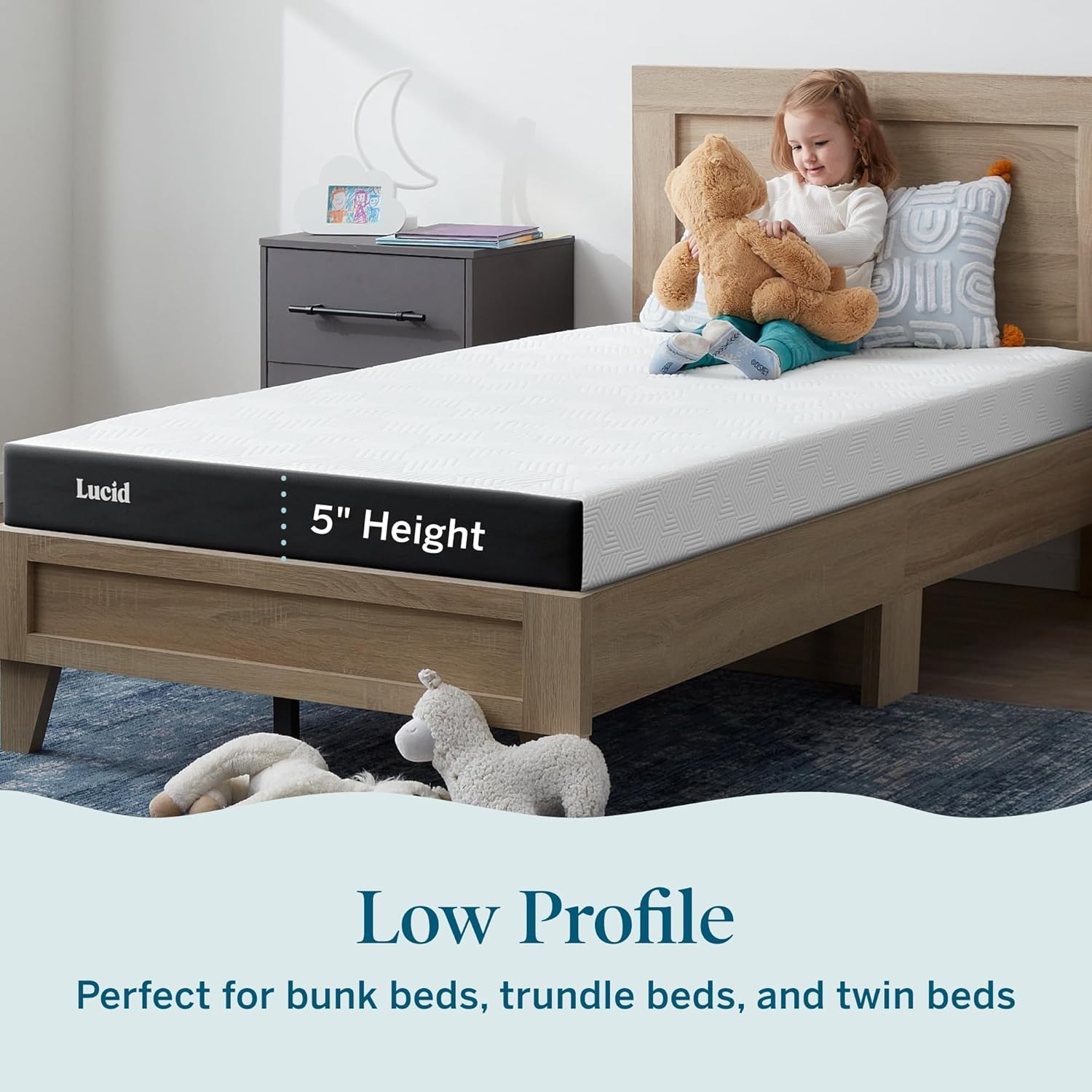 Memory Foam Mattress Twin Size Firm Gel Bamboo Charcoal Low Profile Bed in a Box