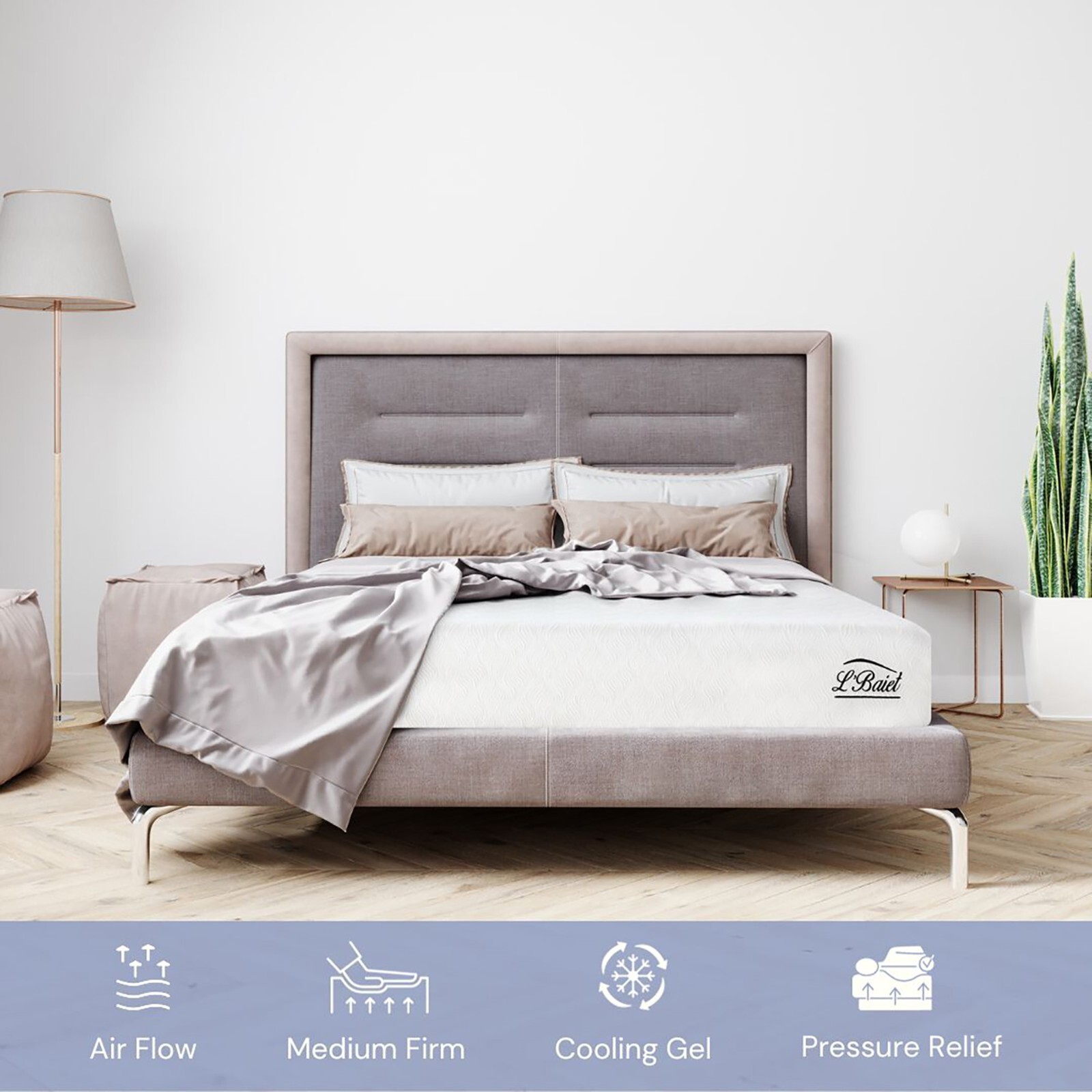 L’Baiet 10″ Gel Memory Foam Twin Mattress, Medium Firm, Cooling, CertiPUR-US Cer