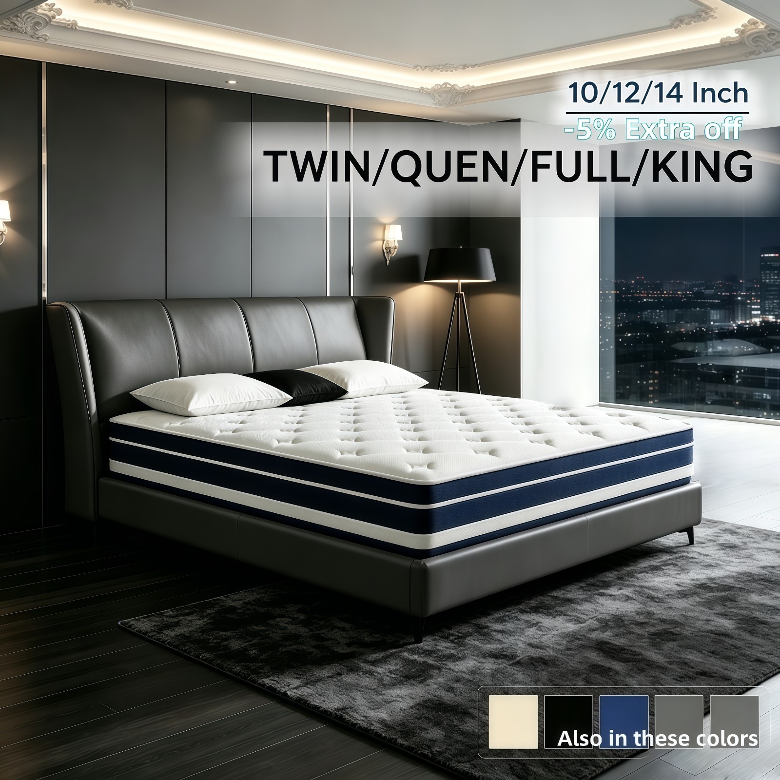 12”&14” Twin Full Queen King Mattress Hybrid Spring Gel Memory Foam Bed Box
