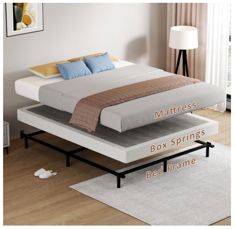 Queen Size Box Springs – 5 Inch Low Profile Mattress Foundation No Noise Heavy D