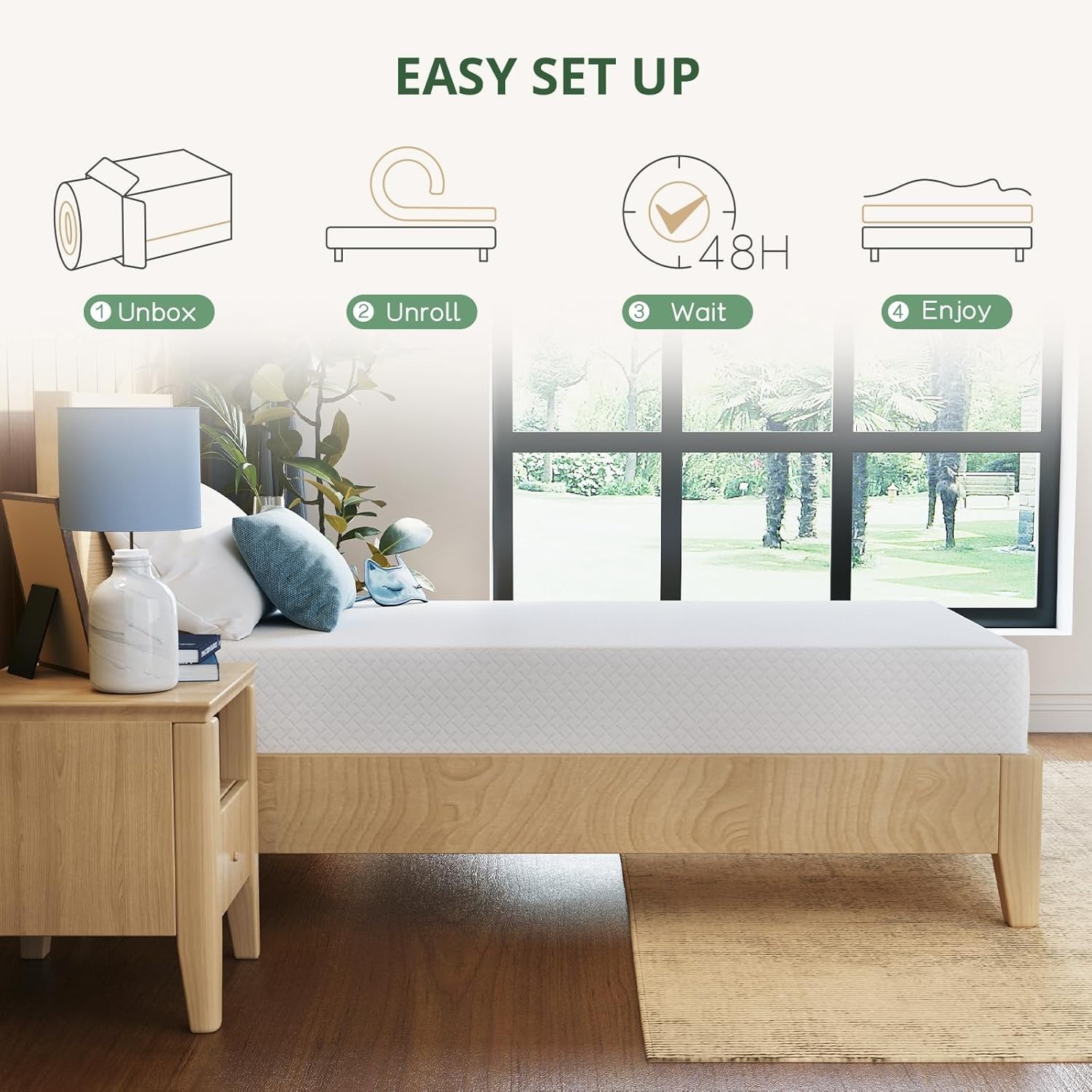 6 Inch Gel Infused Memory Foam Mattress for Twin Beds – Removable Washable Cover