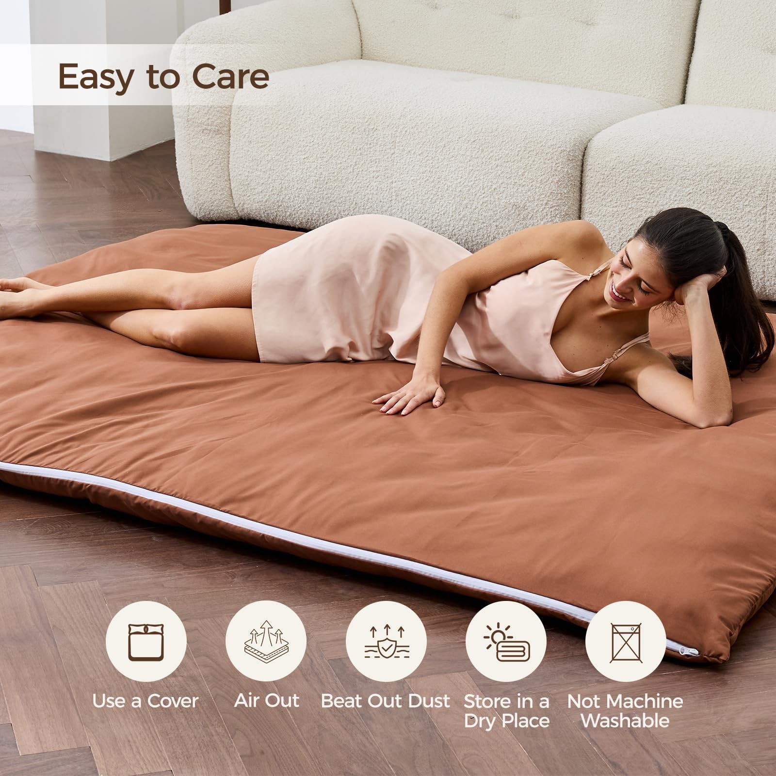 Japanese Floor Mattress with Washable Cover, Folding Futon Mattresss, Tatami …