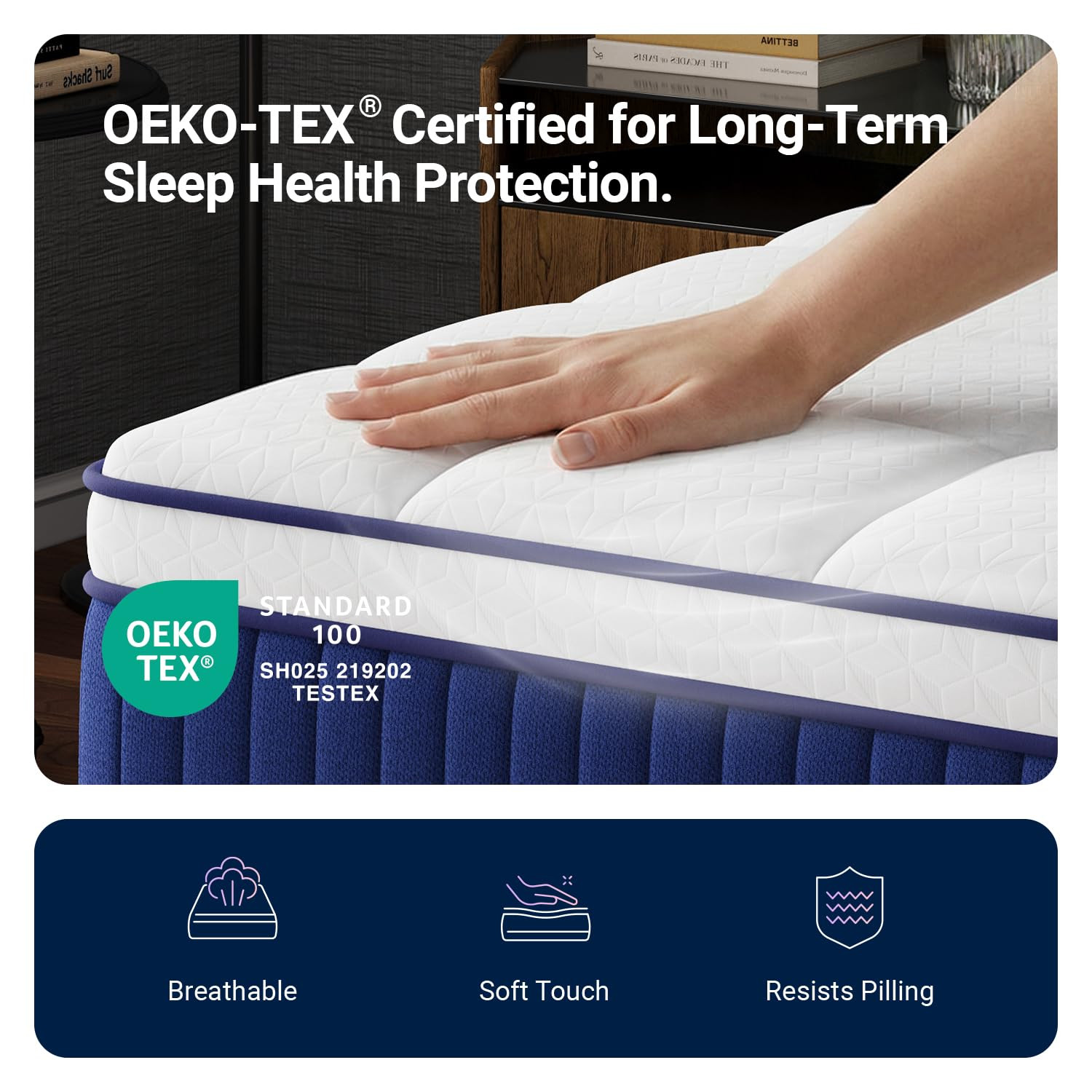 Queen Mattress 10 Inch, Queen Hybrid Mattress with Gel Memory Foam and Smarts Co