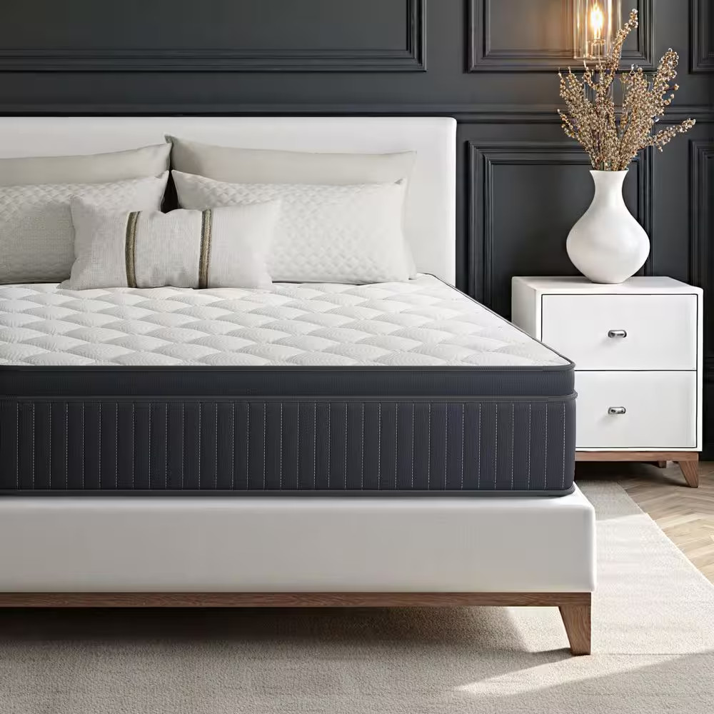 King Medium Hybrid Gel Memory Foam 12 In. Innerspring Support and Breathable wit