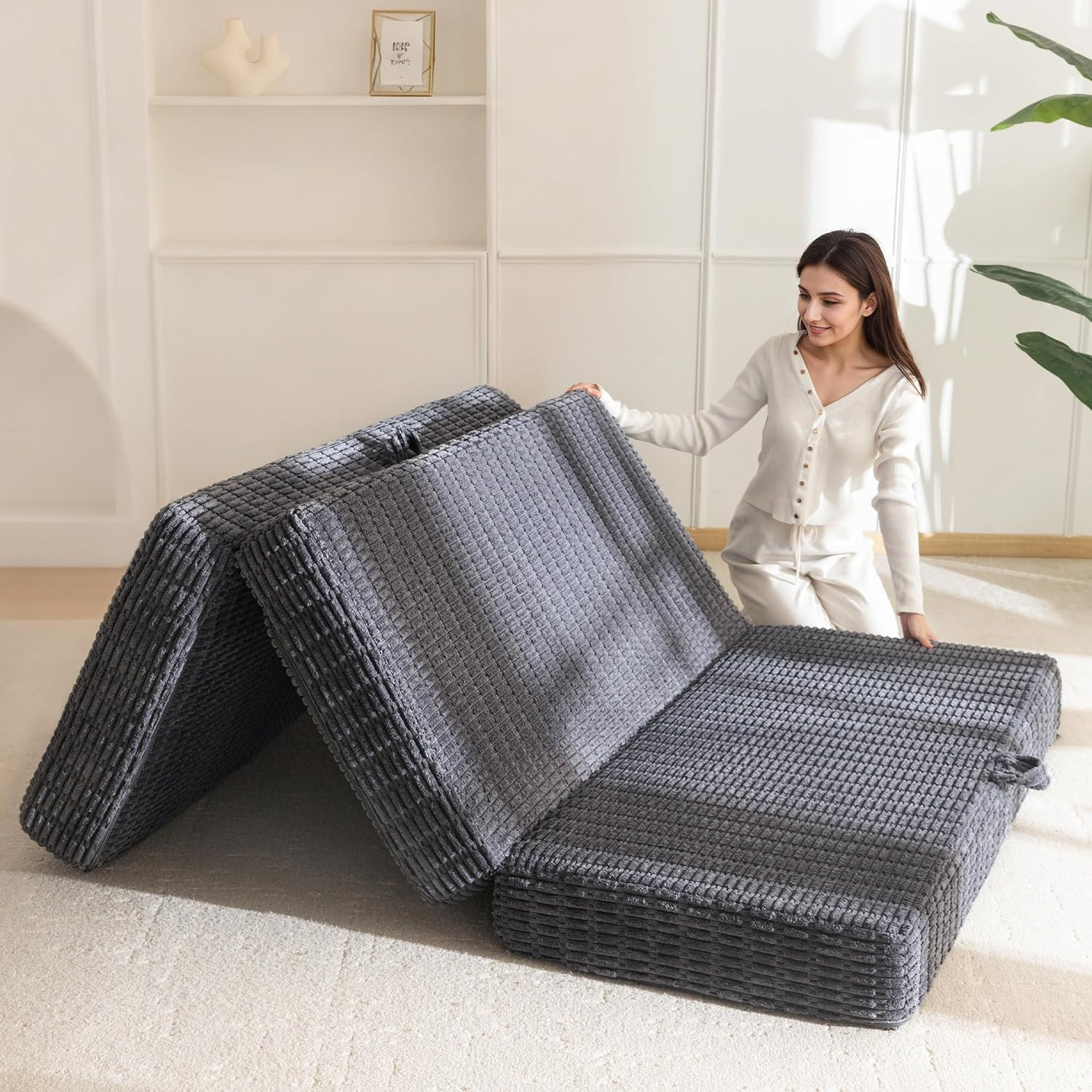 Memory Foam Tri-Folding Mattress, 6 Inch Gel Folding Mattress Topper, Foldable S