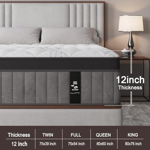 12 Inch Queen Mattress in a Box Hybrid Gel Memory Foam Pocket Spring Soft Plush