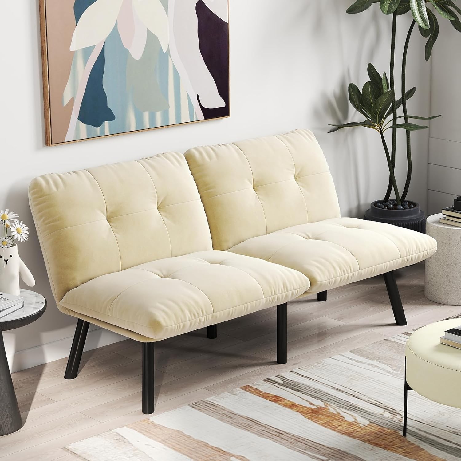 63″ L x 32″ W x 31″ H Cre Convertible Folding Sofa Bed Fabric Metal Fre