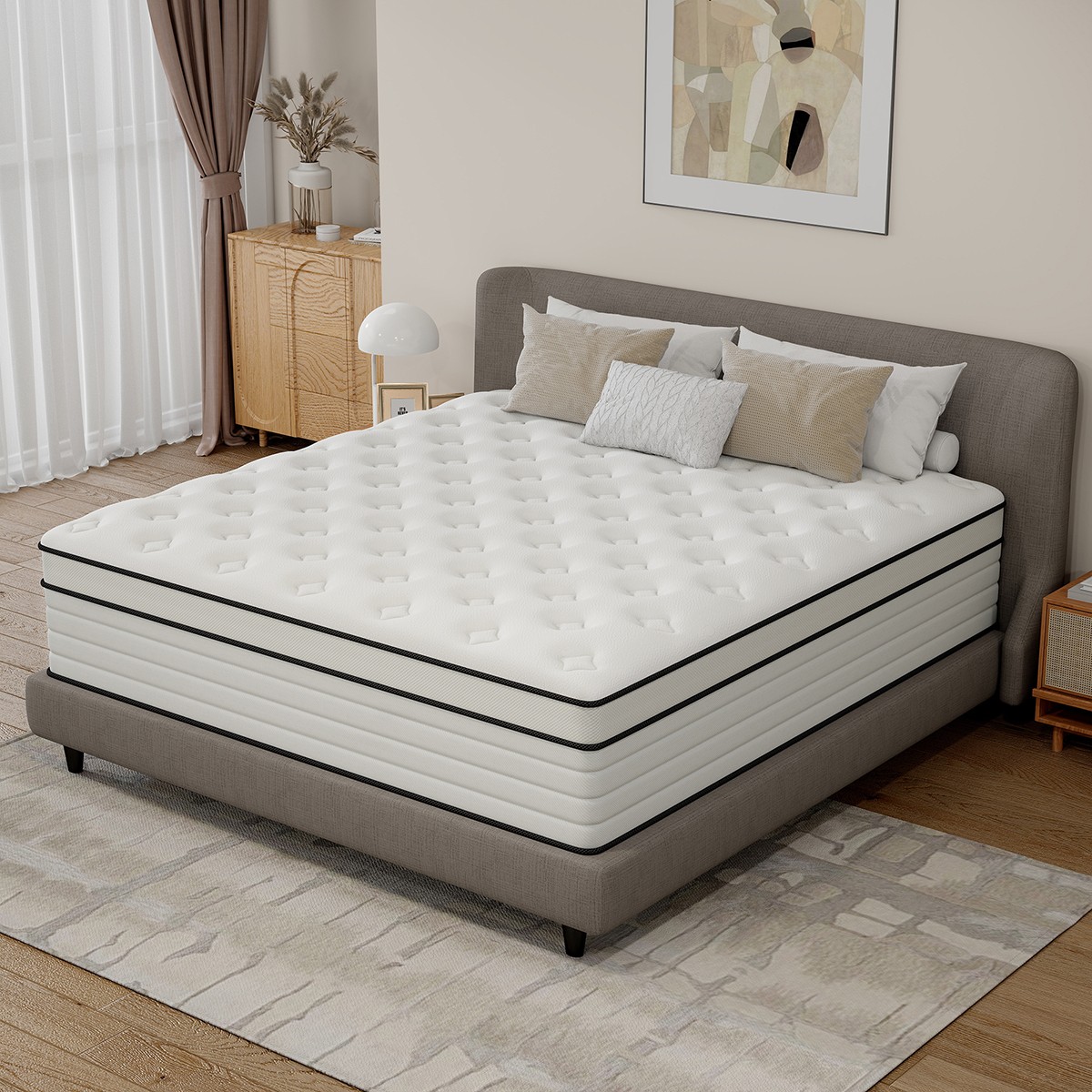 12″ Queen Mattress in a Box Gel Memory Foam Hybrid Pocket Spring Medium Firm