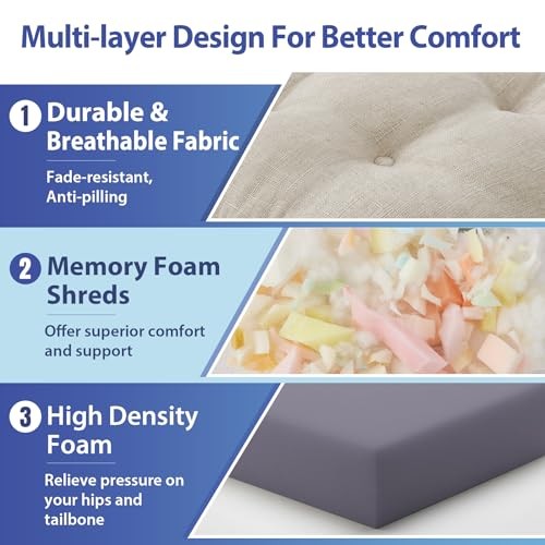 Chair Cushions, Memory Foam Dining Chair Cushions, Tufted Pack of 4 Beige