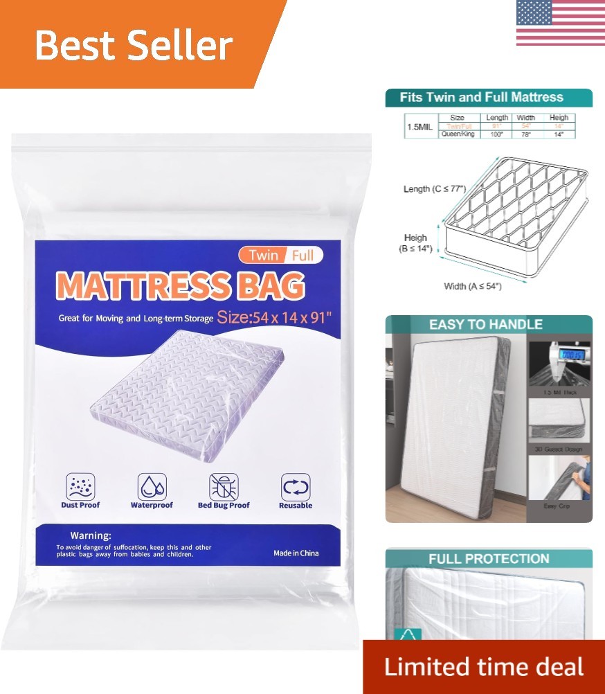 Plastic Mattress Protector Cover – Waterproof and Dust-Proof for Twin/Full Sizes