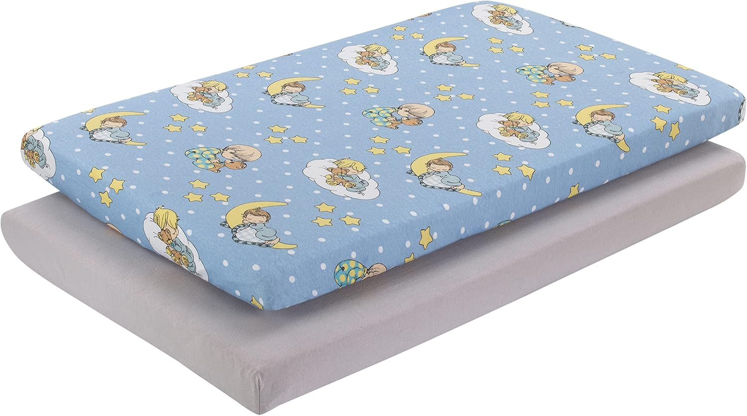 2 Pack N Play Mattress Sheets – 100% Jersey Knit Cotton Soft Portable Crib Mattr