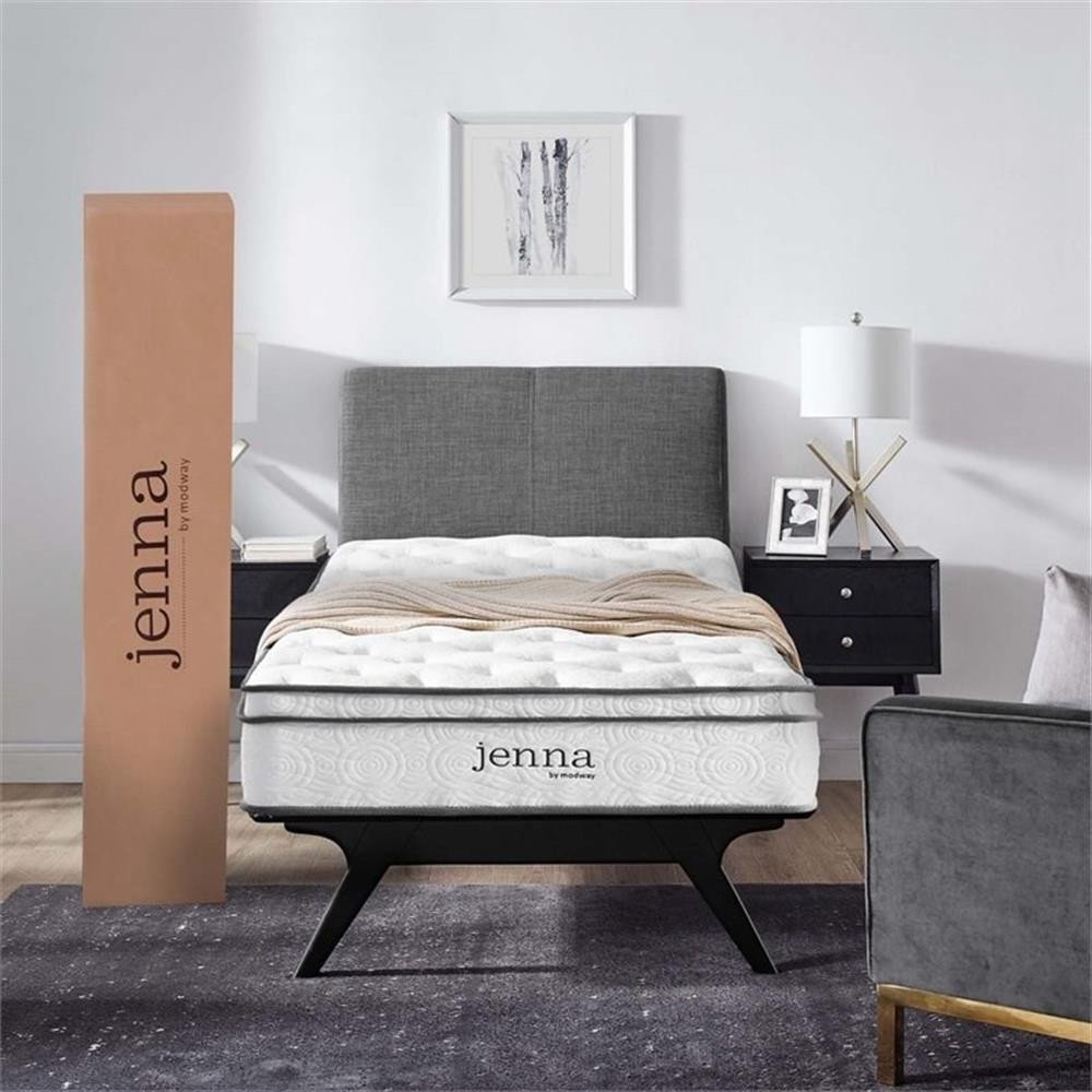 Modway Jenna 8″ Modern Innerspring and Foam Twin Mattress in White