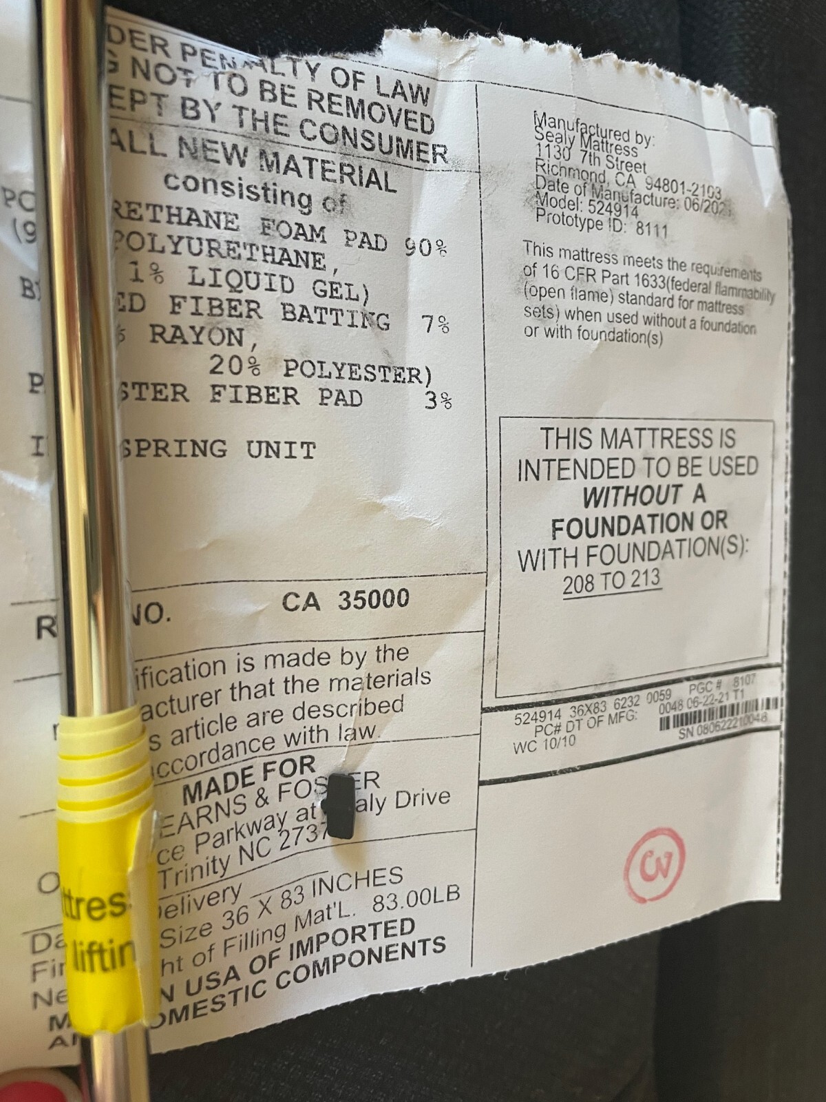 Stearns & Foster Rockwell Ultra Firm Split California King Mattresses.