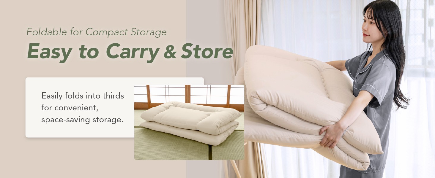 Japanese Futon Floor Mattr, Firm-Core SHIKIBUTON, Made in Japan