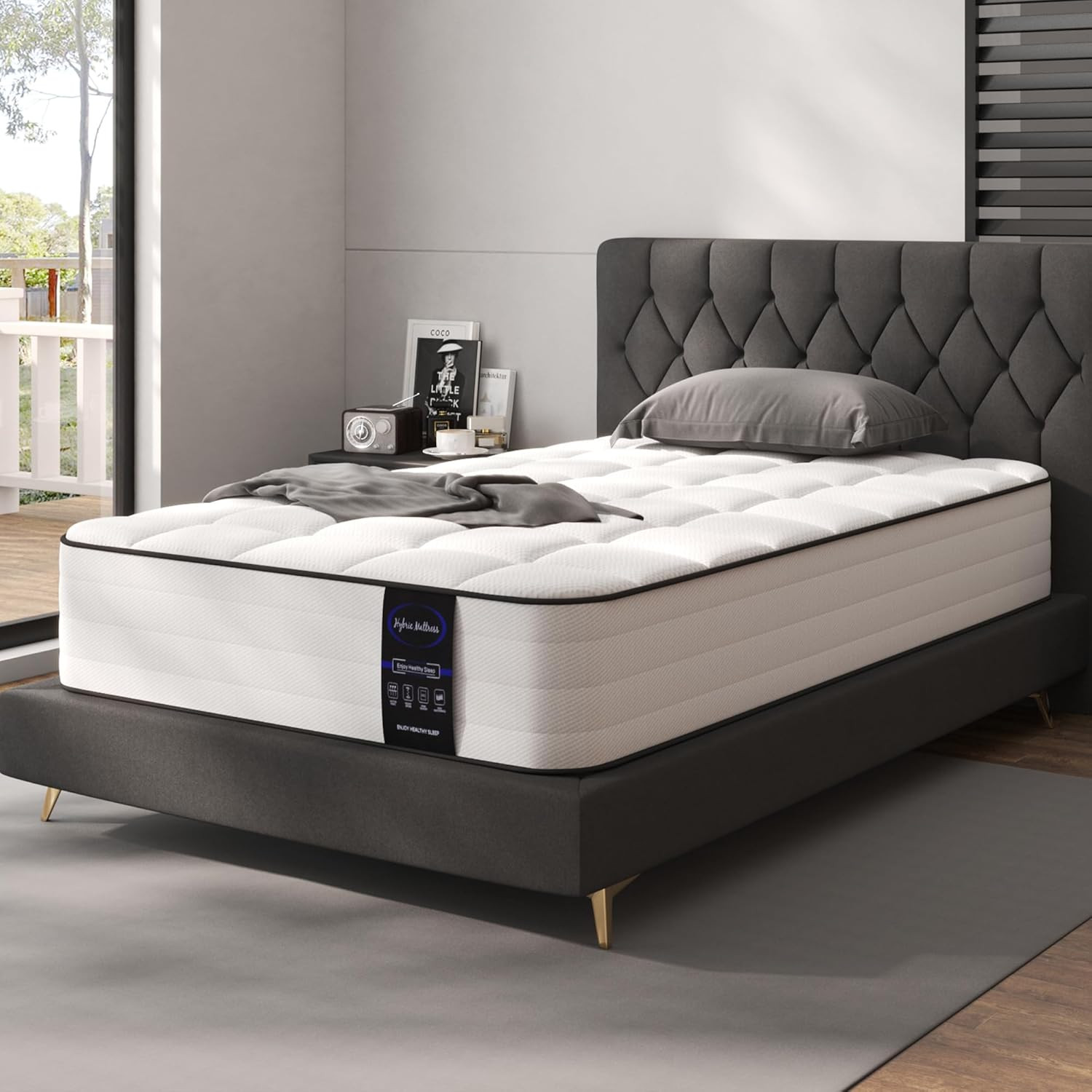 LETMOON 8 Inch Full Size Mattress, Hybrid Full Mattress in a Box, Medium-Firm Hi