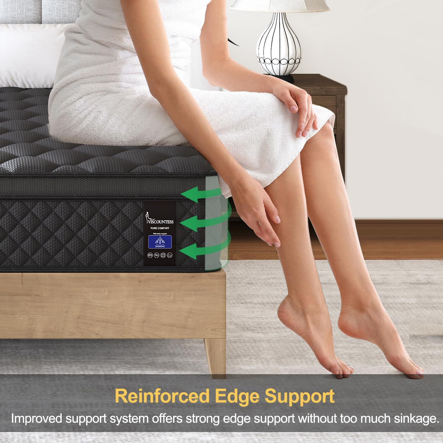 VISCOUNTESS Queen Mattress 14 Inch, Medium Mattress Euro Top for Back & Lumbar S