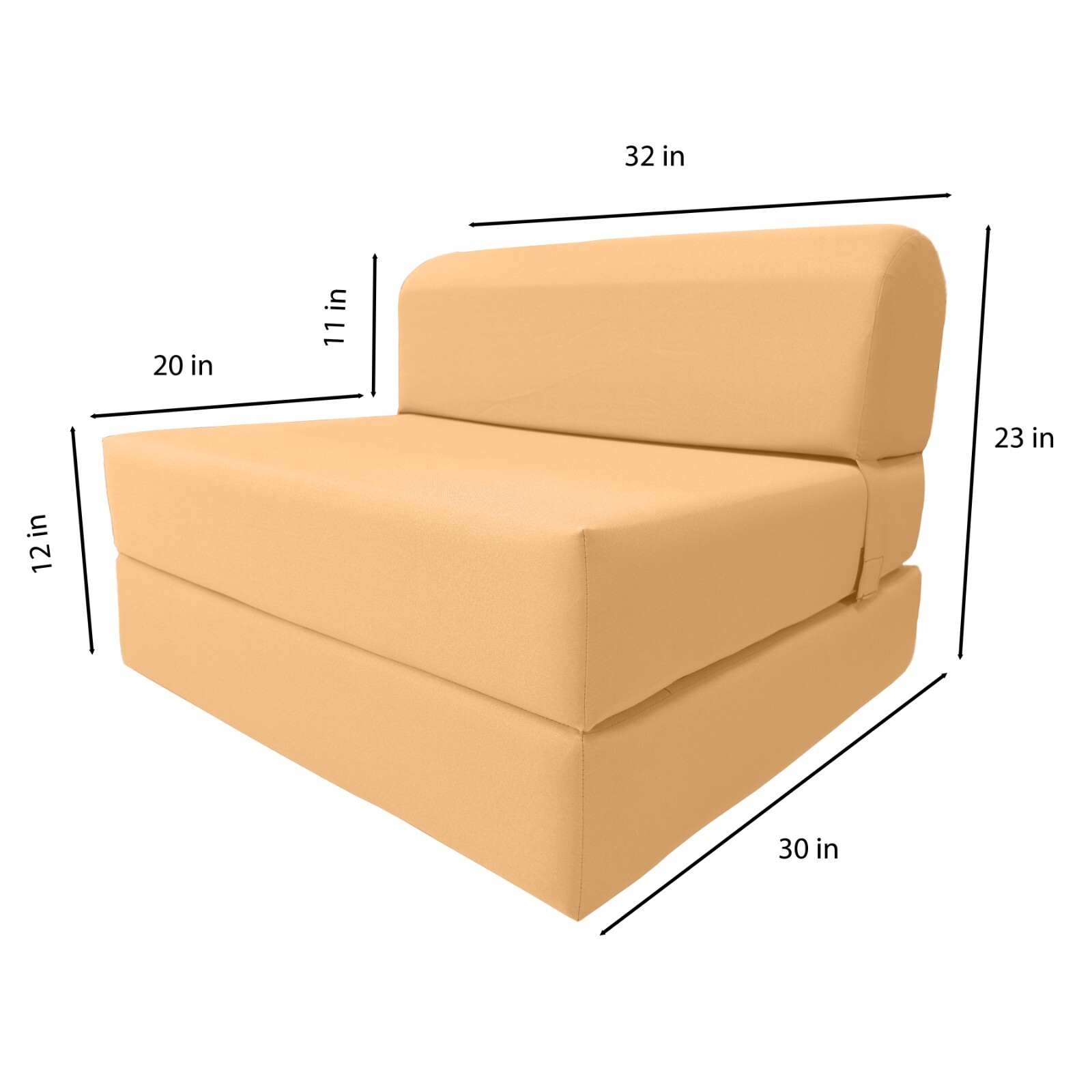 Peach 6x32x70 Sleeper Chair Folding Foam Bed, Foam Density 1.8 lbs Sofa Beds