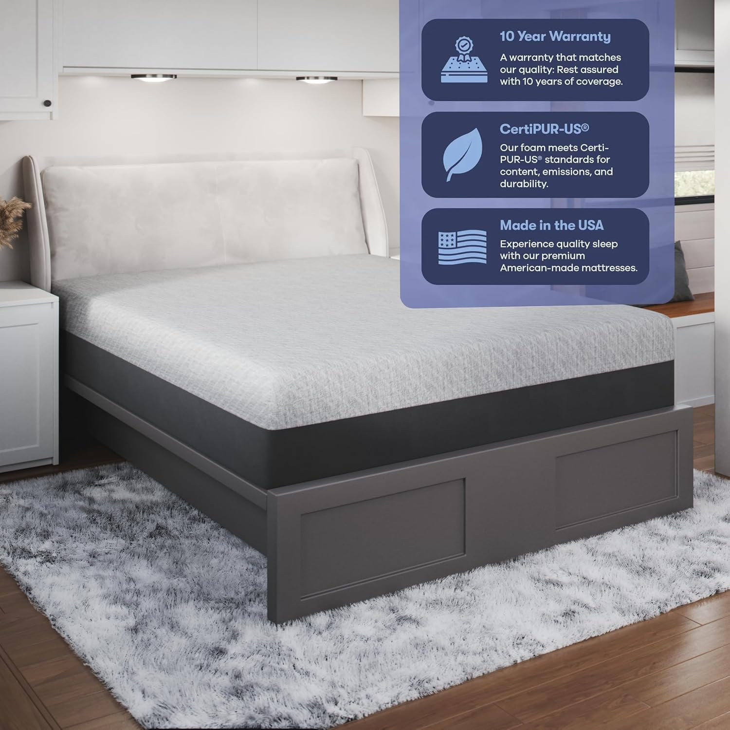 Celestial Sleep 8 Inch RV Short Queen Mattress, Made in the USA, Certipur-Us®, O