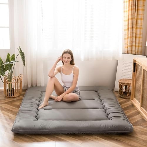 MAXYOYO Japanese Futon Floor Mattress King 78x80In 4-In Foldable Grey