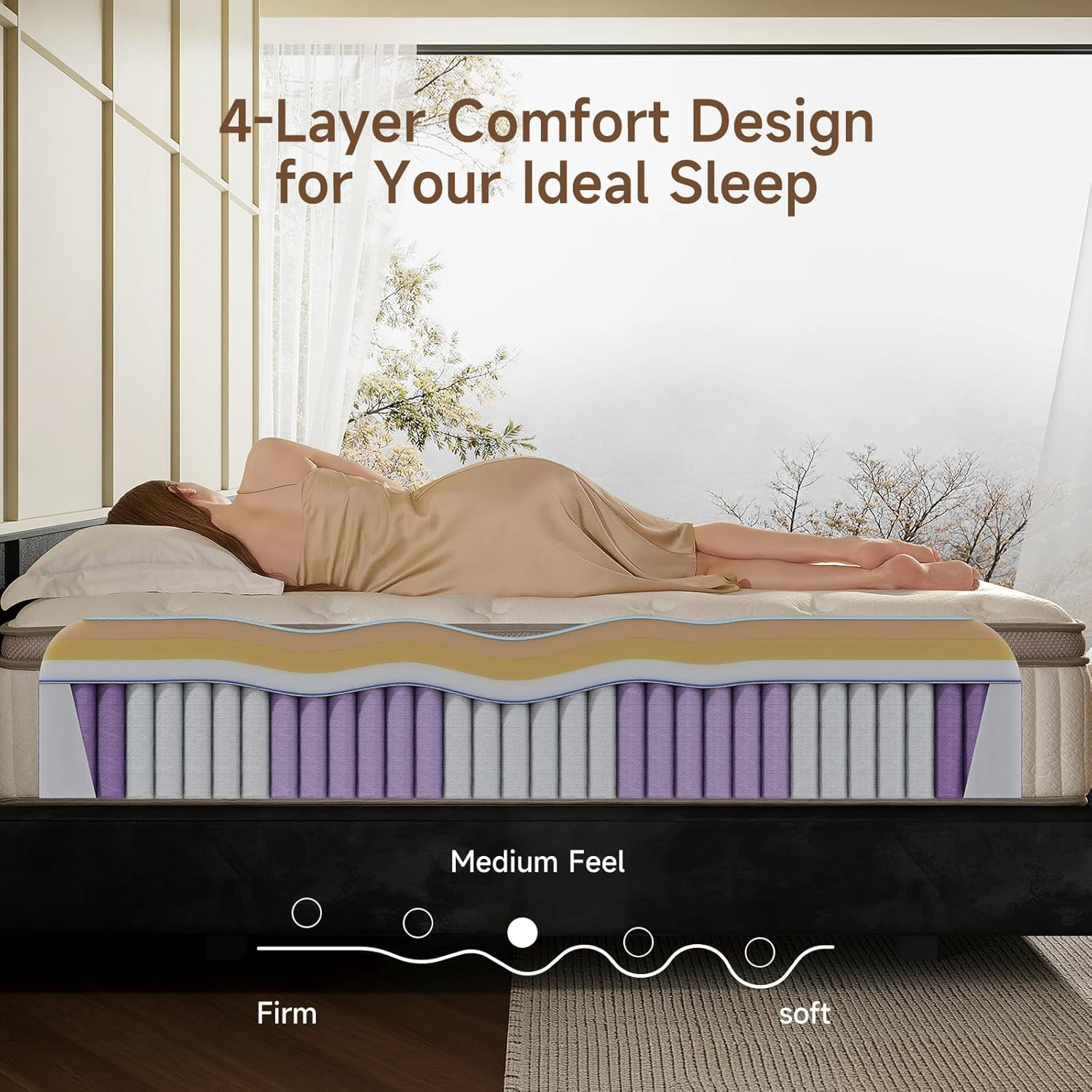 Queen 12″ Hybrid Mattress Memory Foam Pocket Springs
